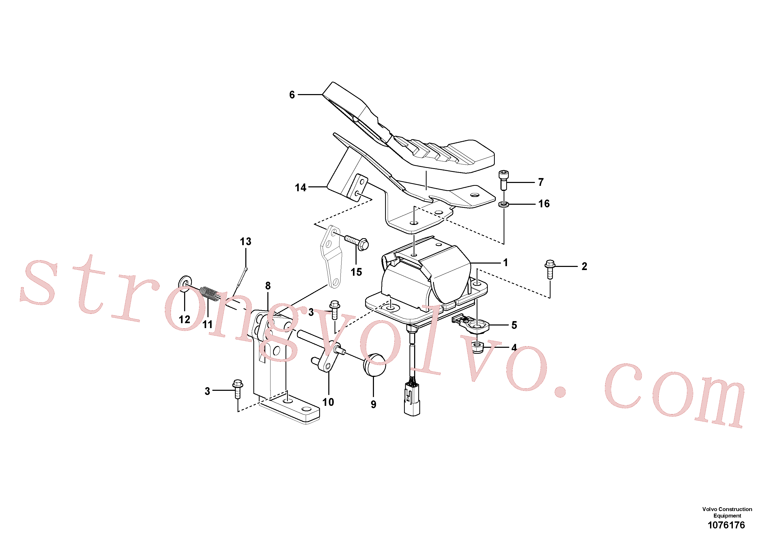 VOE14650606 Volvo Hidráulica de serviço, pedal da válvula de comando à distância para martelo e cortador(1076176 Montagem)