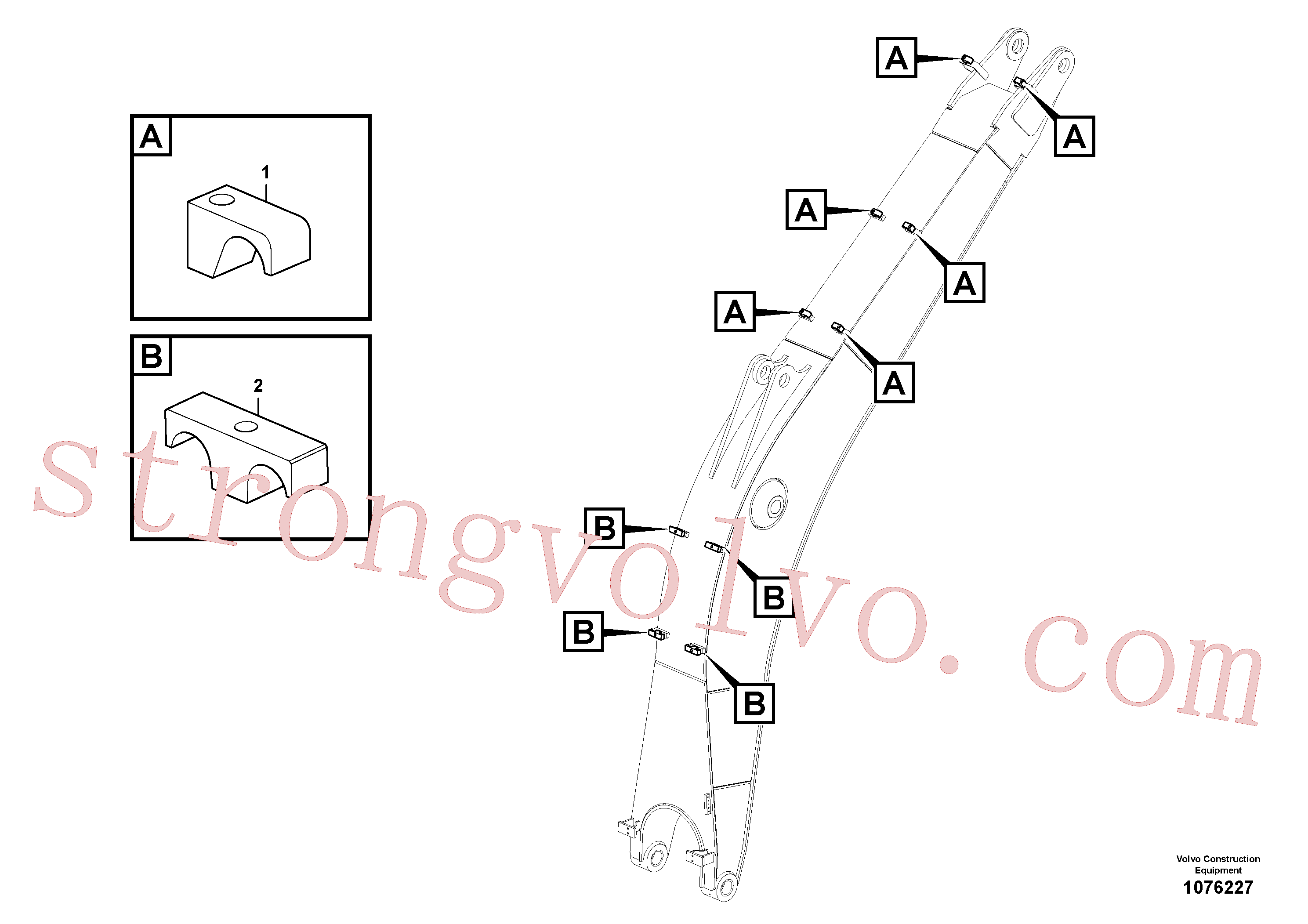 VOE14881245 Volvo Hidráulica de serviço, cilindro do braço de afundamento na lança.(1076227 Montagem)