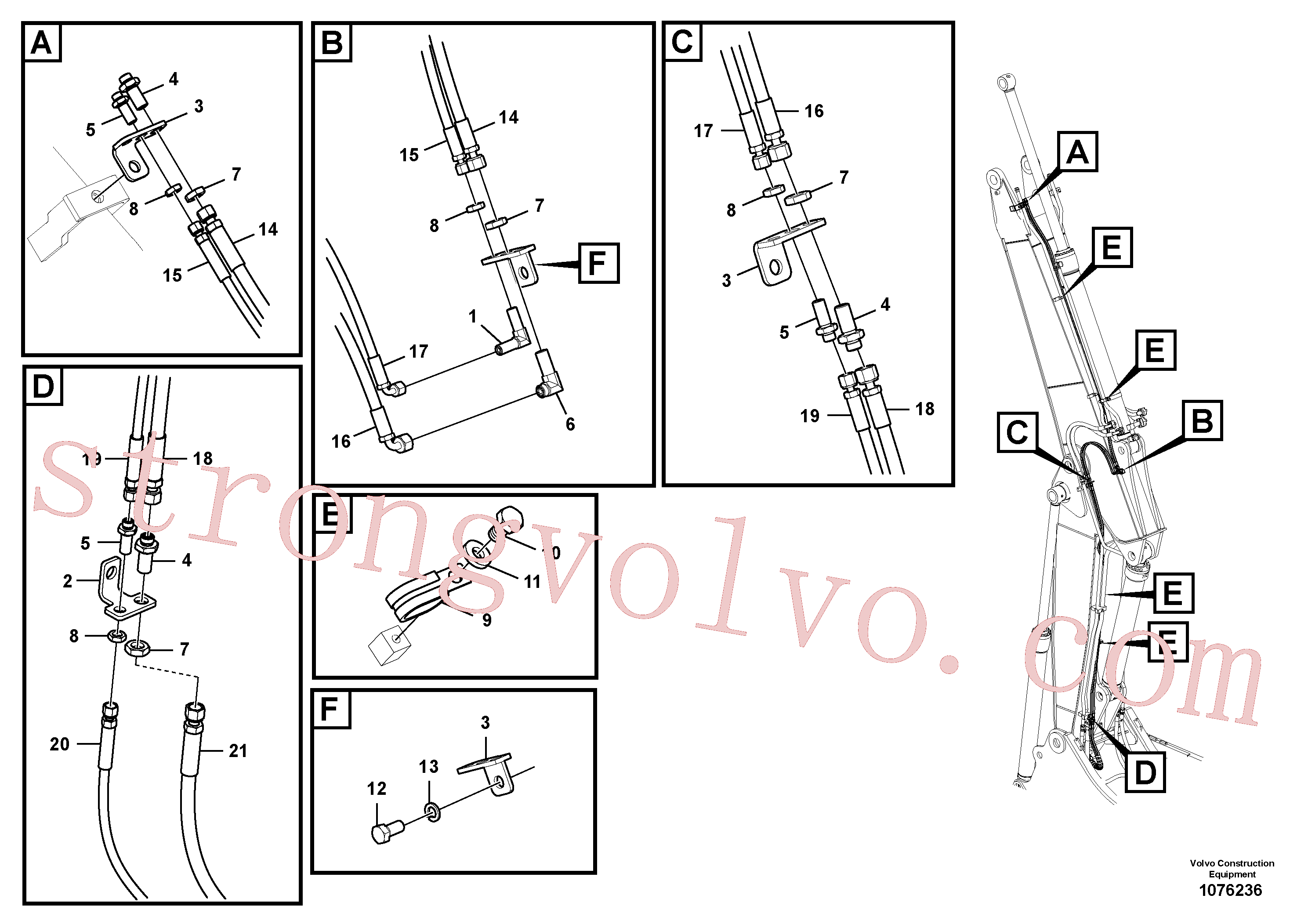 VOE14588305 Volvo Hidráulica de serviço, encaixe rápido na lança(1076236 Montagem)