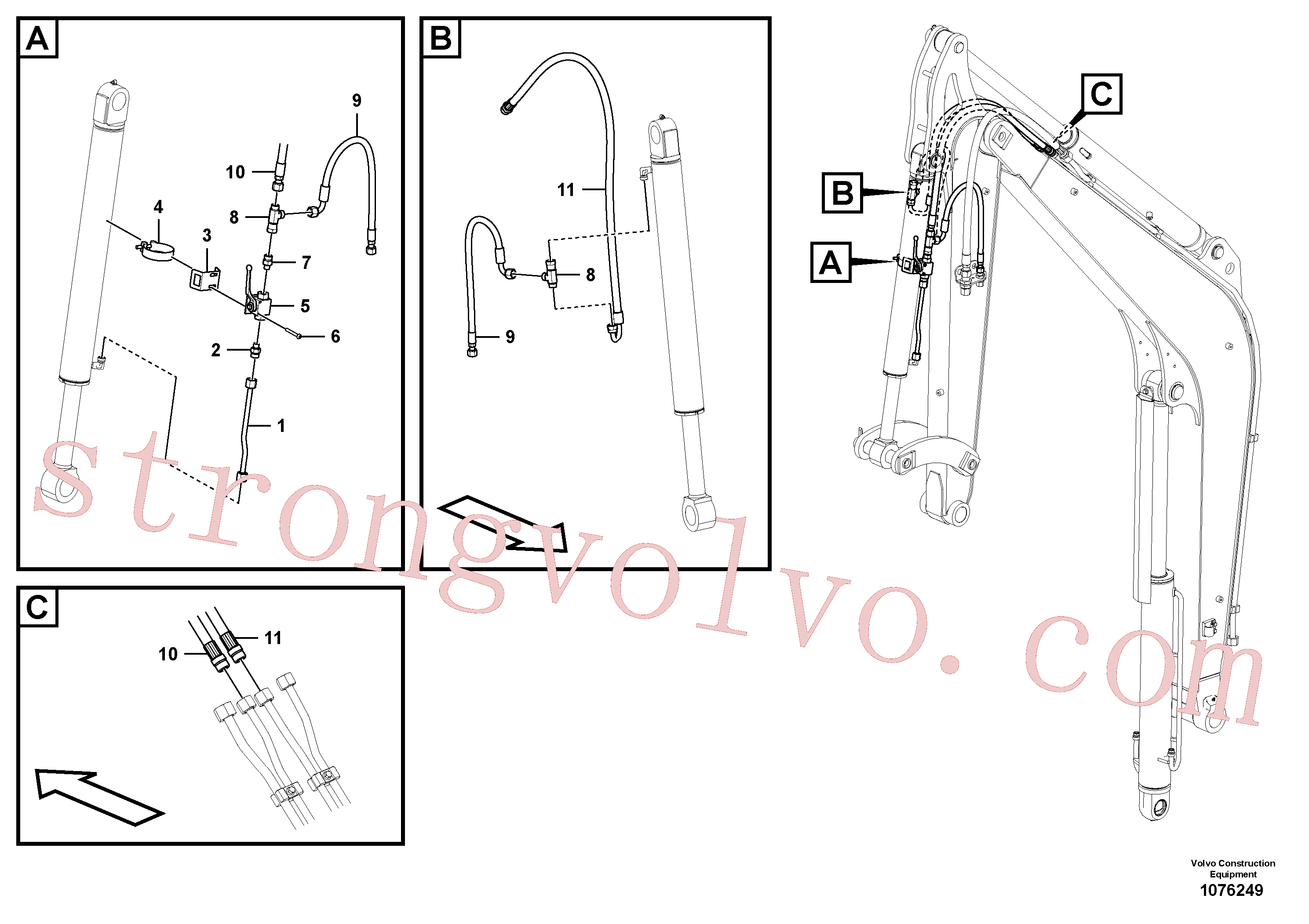VOE15637275 Volvo Hidráulica de serviço, ruptura do braço de afundamento(1076249 Montagem)