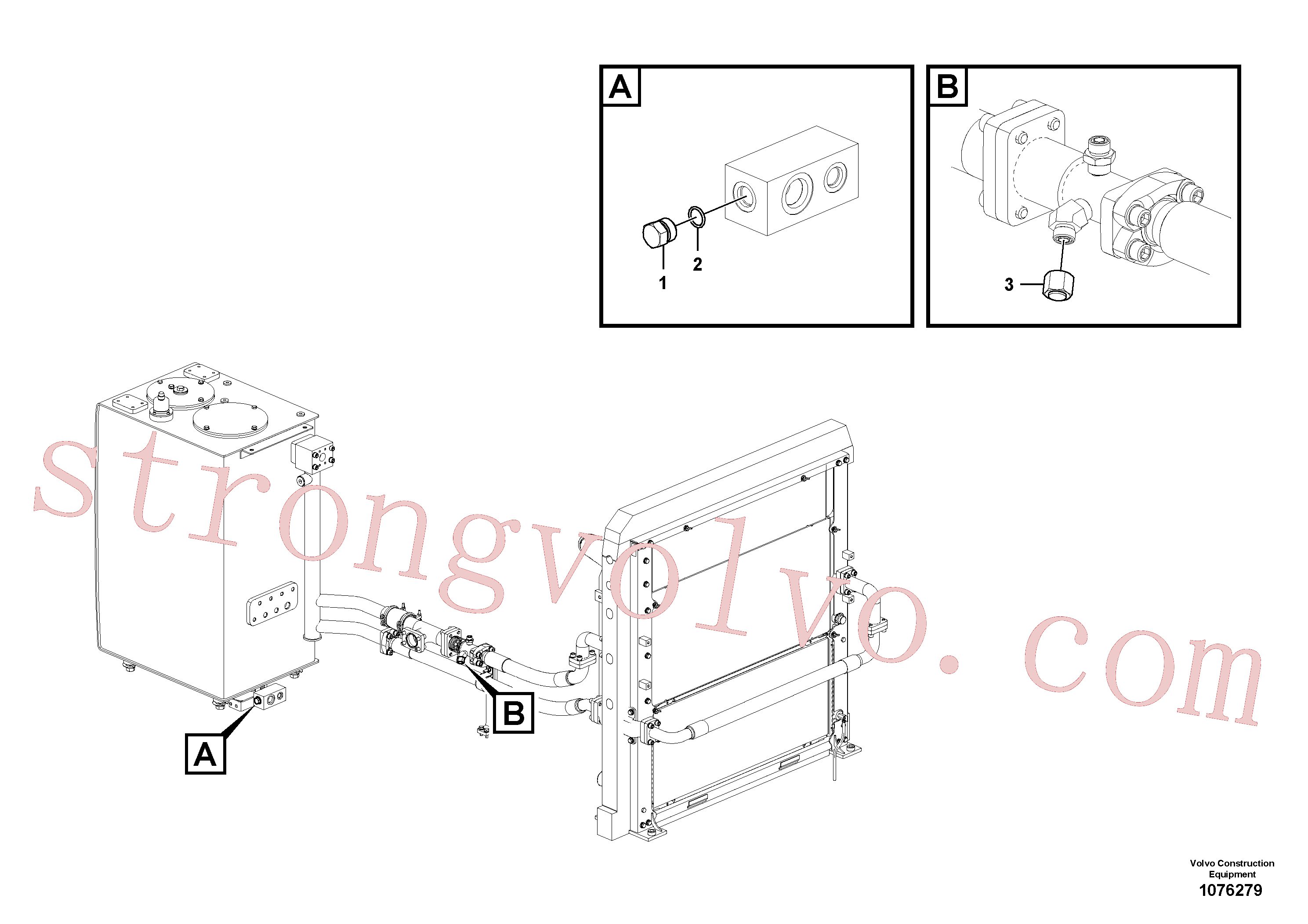 VOE14880068 Volvo Sistema hidráulico, tanque hidráulico para o refrigerador de óleo hidráulico(1076279 Montagem)