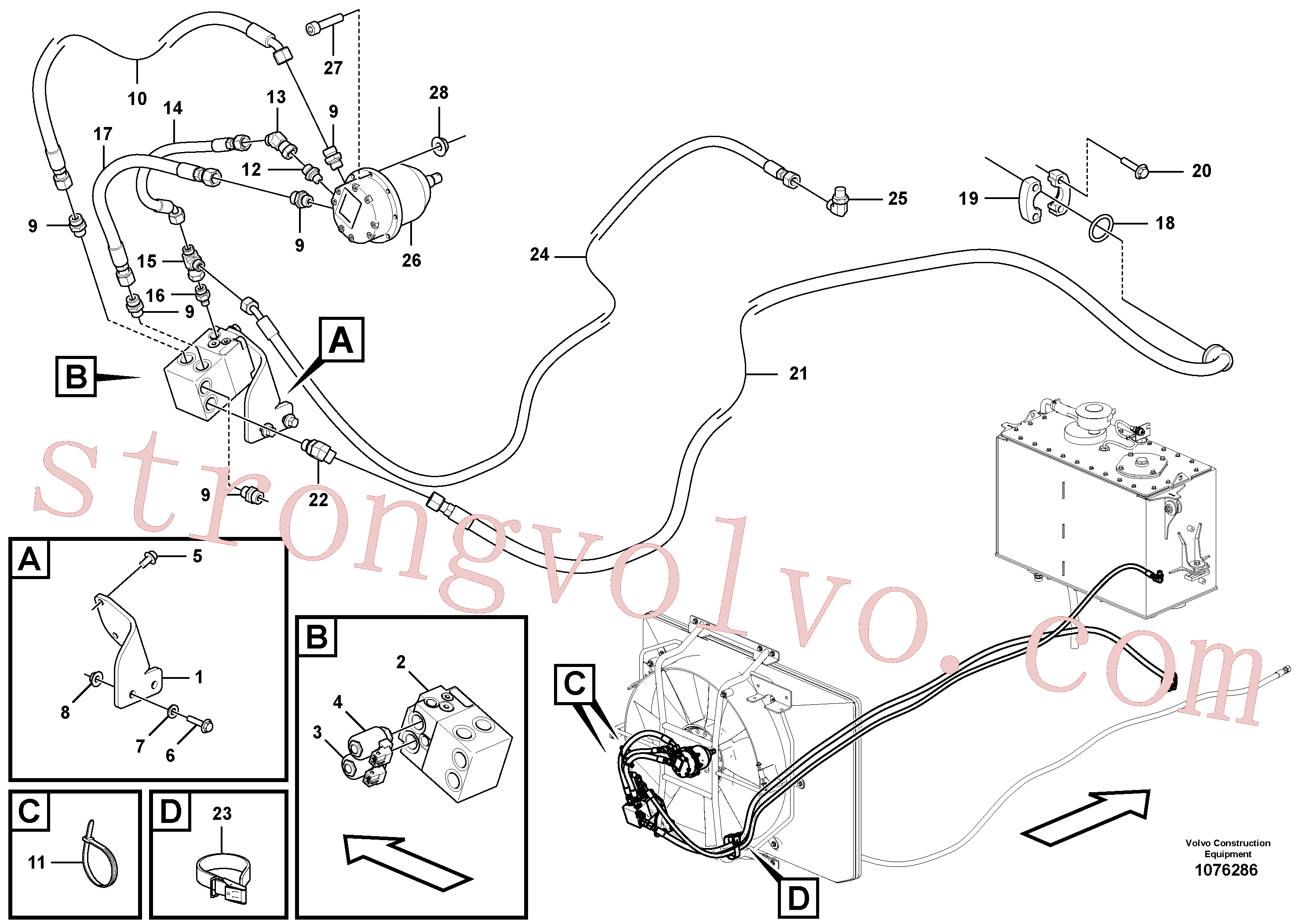VOE60113095 Volvo Mangueiras para o accionamento do ventilador(1076286 Montagem)