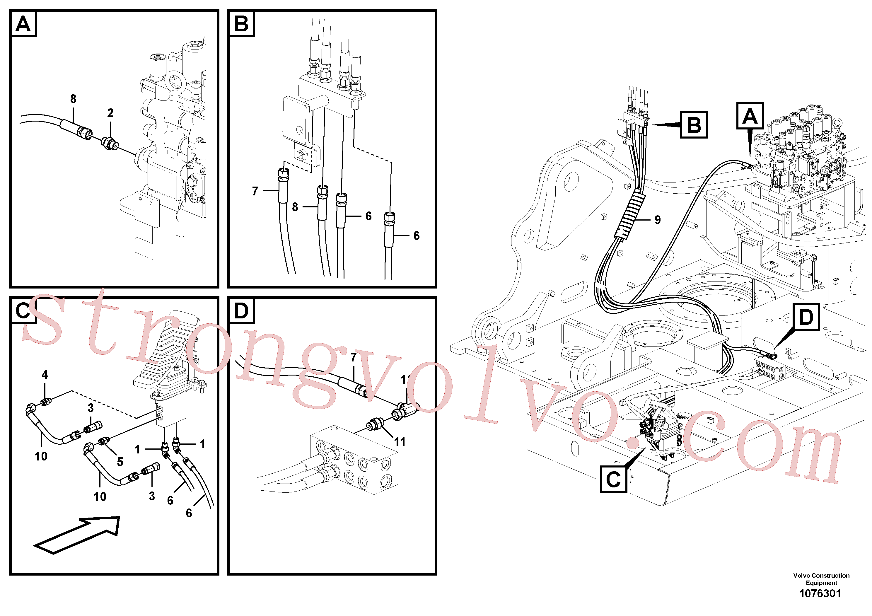 VOE15084452 Volvo Hidráulica de serviço, lança ajustável para topo(1076301 Montagem)