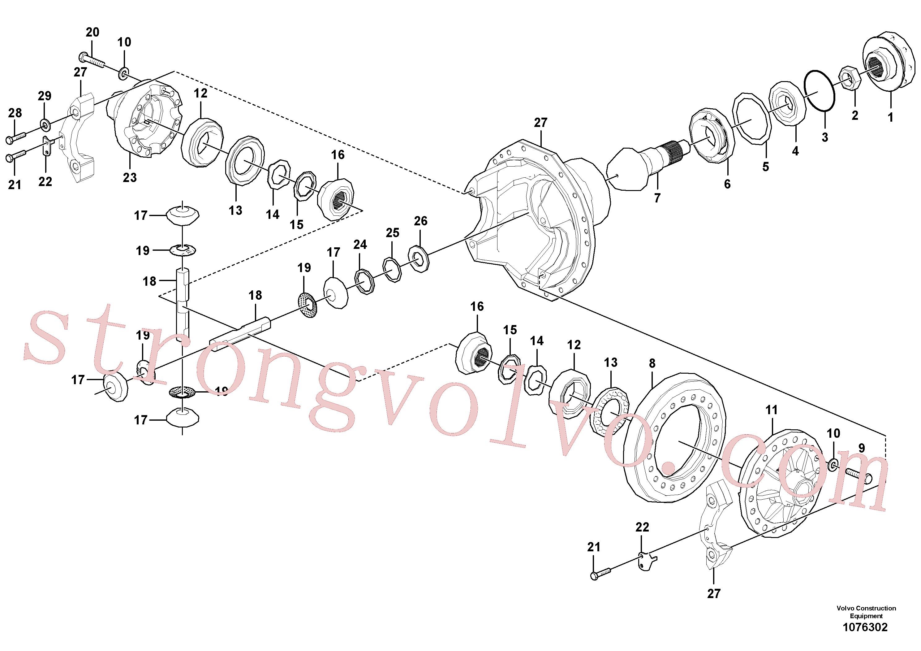 VOE997478 Volvo Transmissão final - eixo dianteiro(1076302 Montagem)