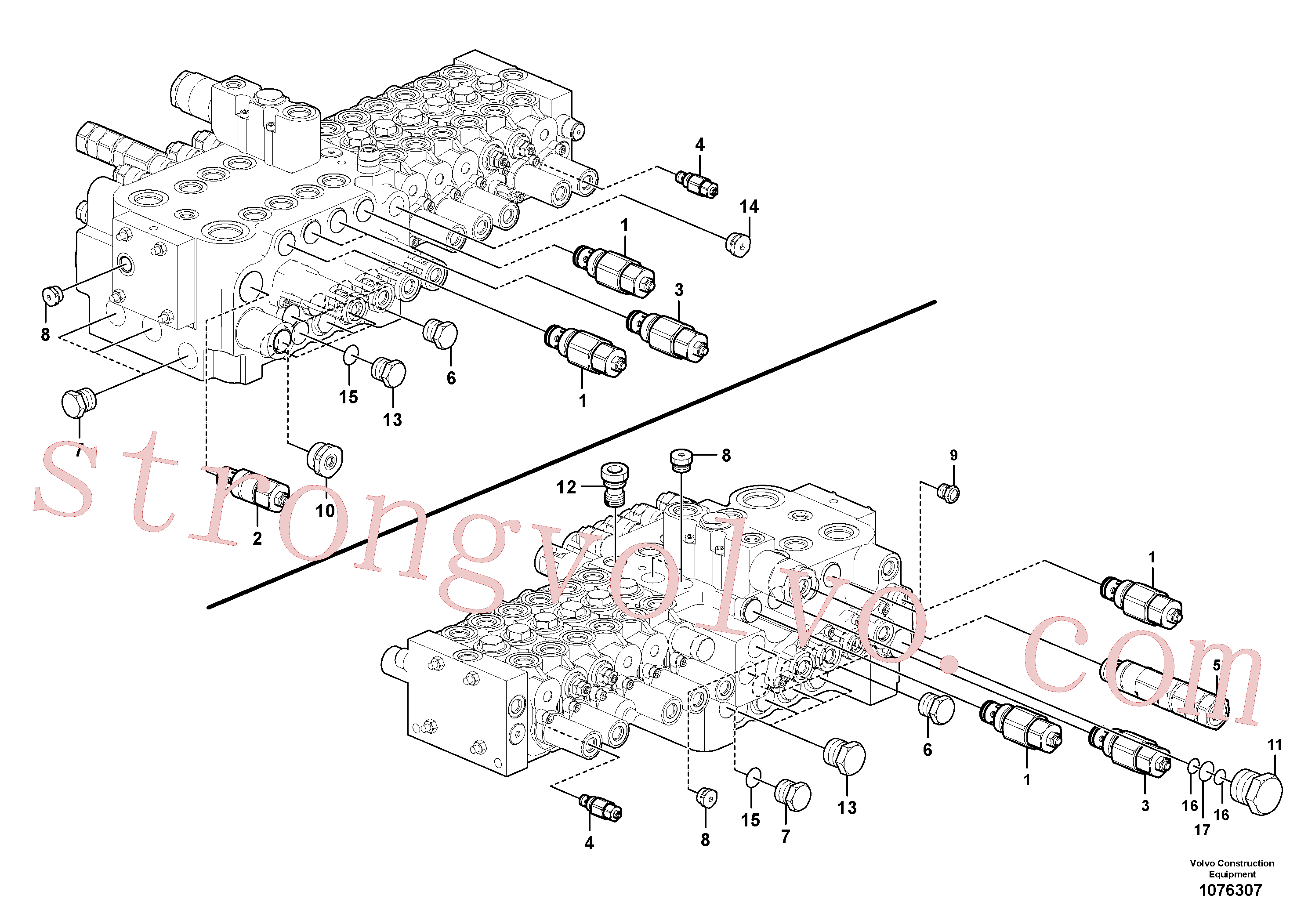 VOE14667608 Volvo Válvula mestra de comando(1076307 Montagem)