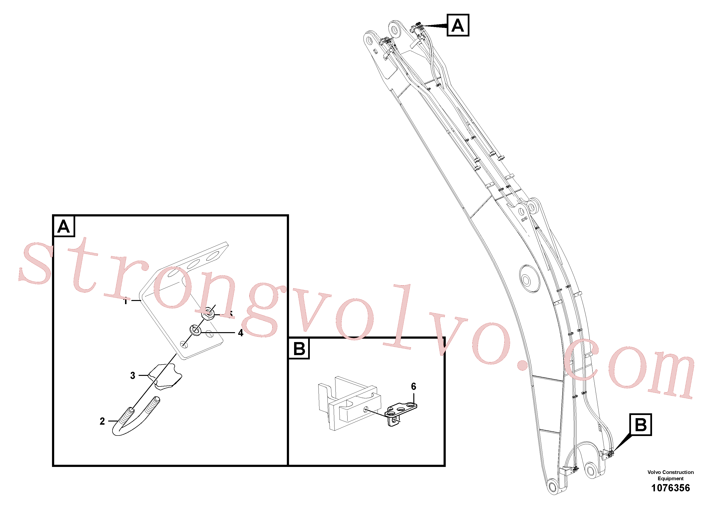 VOE14880632 Volvo Hidráulica de serviço, inclinação e rotor na lança(1076356 Montagem)
