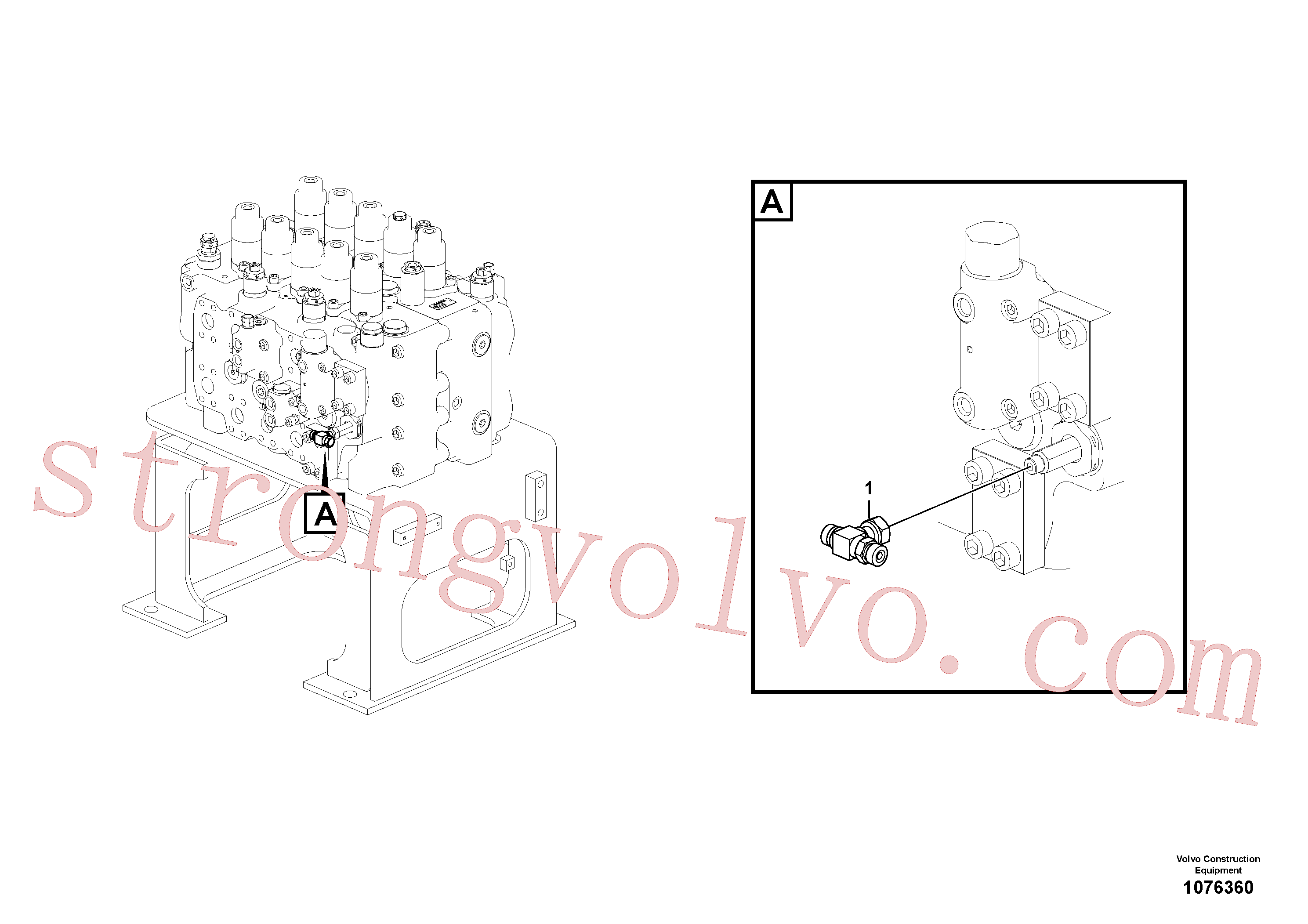 VOE14534519 Volvo Sistema servomotor, tubagem da válvula de comando(1076360 Montagem)