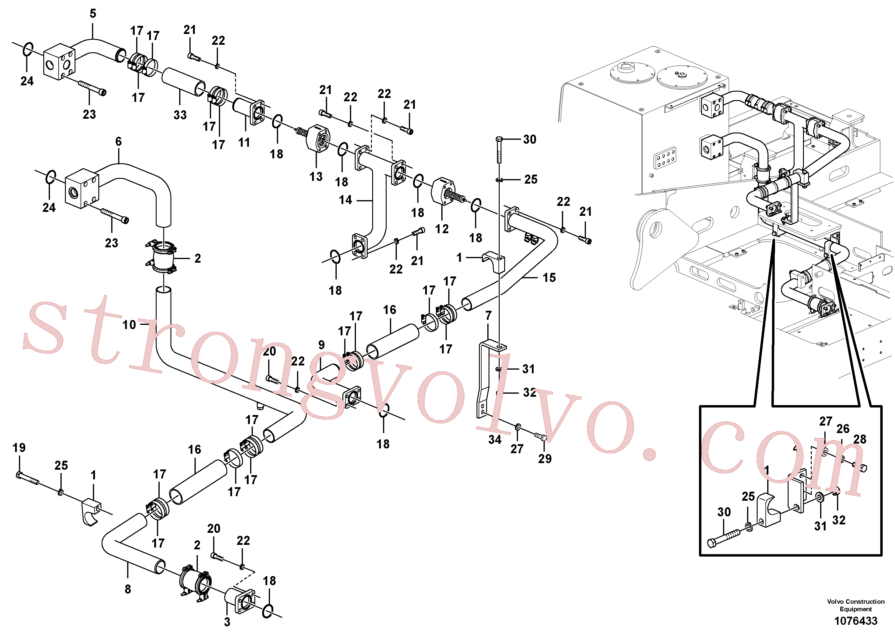 VOE14639109 Volvo Sistema hidráulico, tanque hidráulico para o refrigerador de óleo hidráulico(1076433 Montagem)