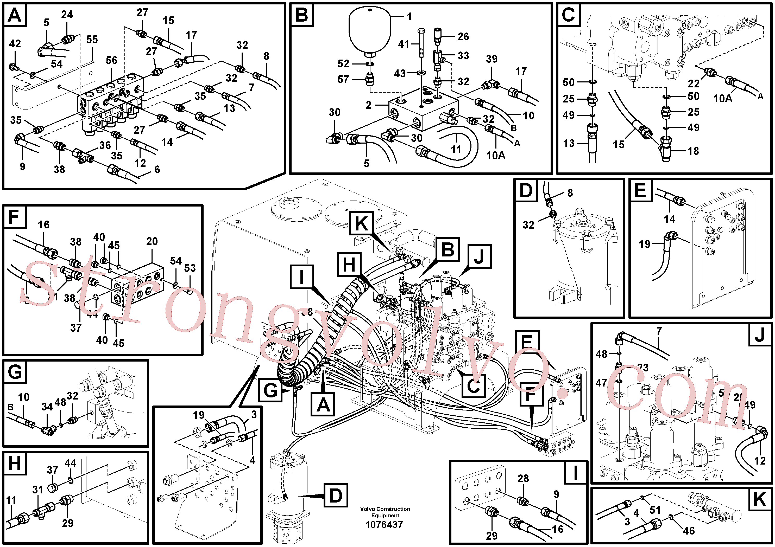 VOE14569654 Volvo Sistema servomotor, válvula de comando para válvula de comando à distância(1076437 Montagem)