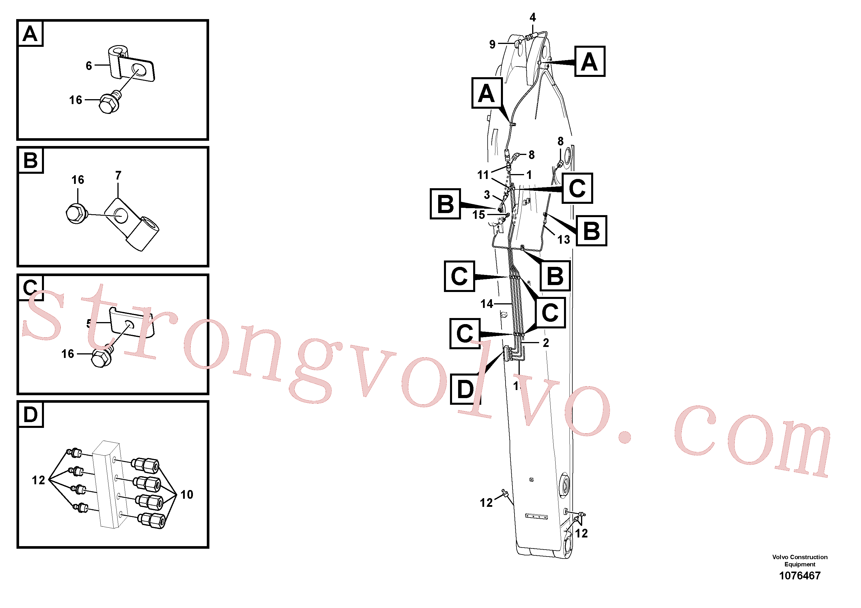 VOE14548724 Volvo Tubagem de massa e do braço de afundamento com sede da tubagem(1076467 Montagem)