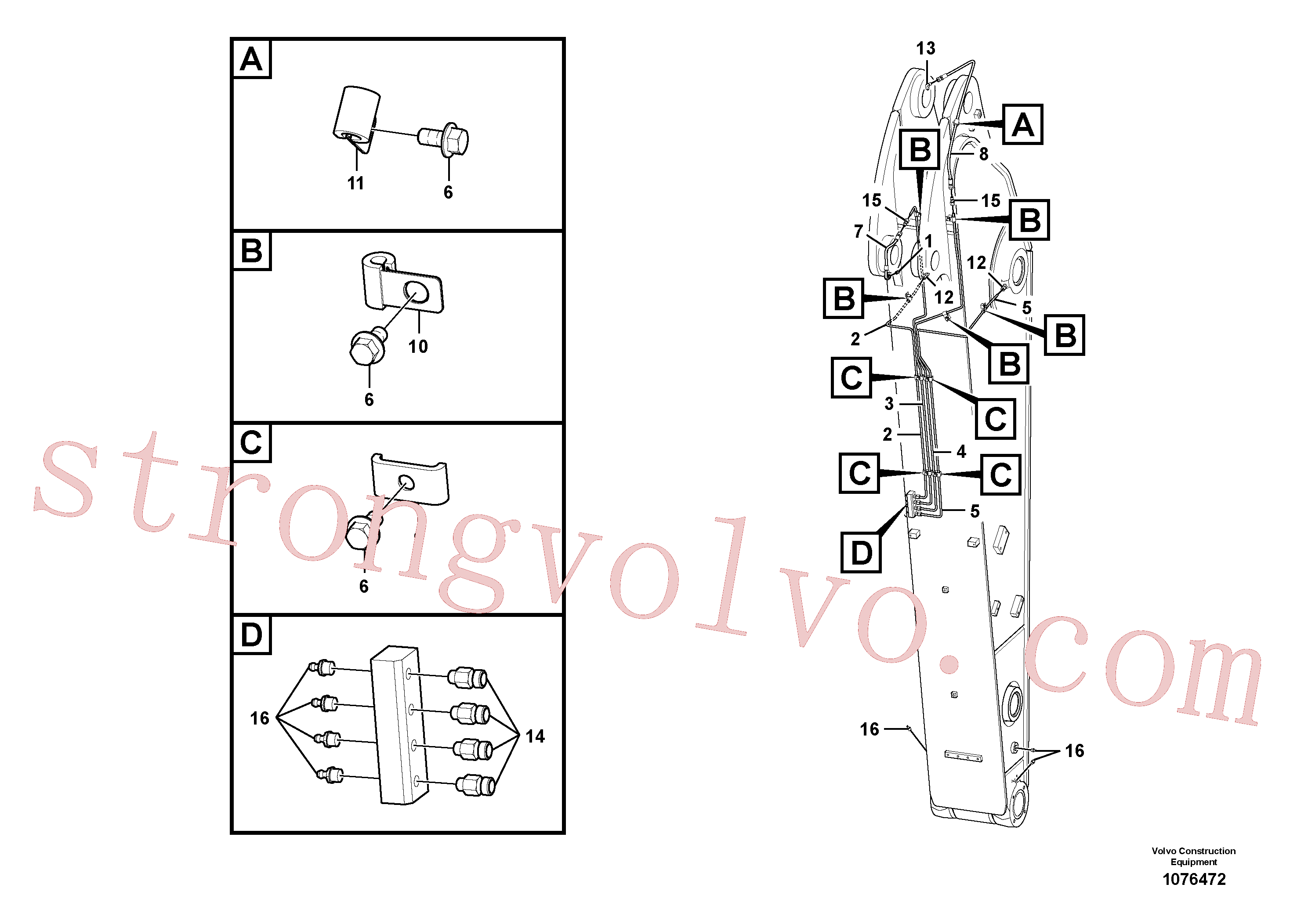 VOE14547522 Volvo Tubagem de massa e do braço de afundamento com sede da tubagem(1076472 Montagem)