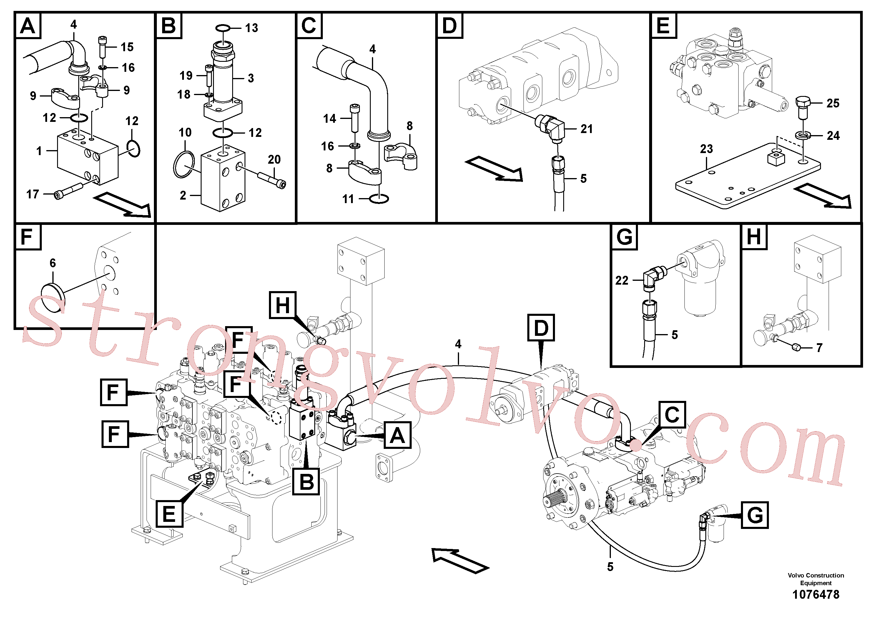VOE14655519 Volvo Sistema hidráulico, tanque hidráulico para a bomba hidráulica(1076478 Montagem)