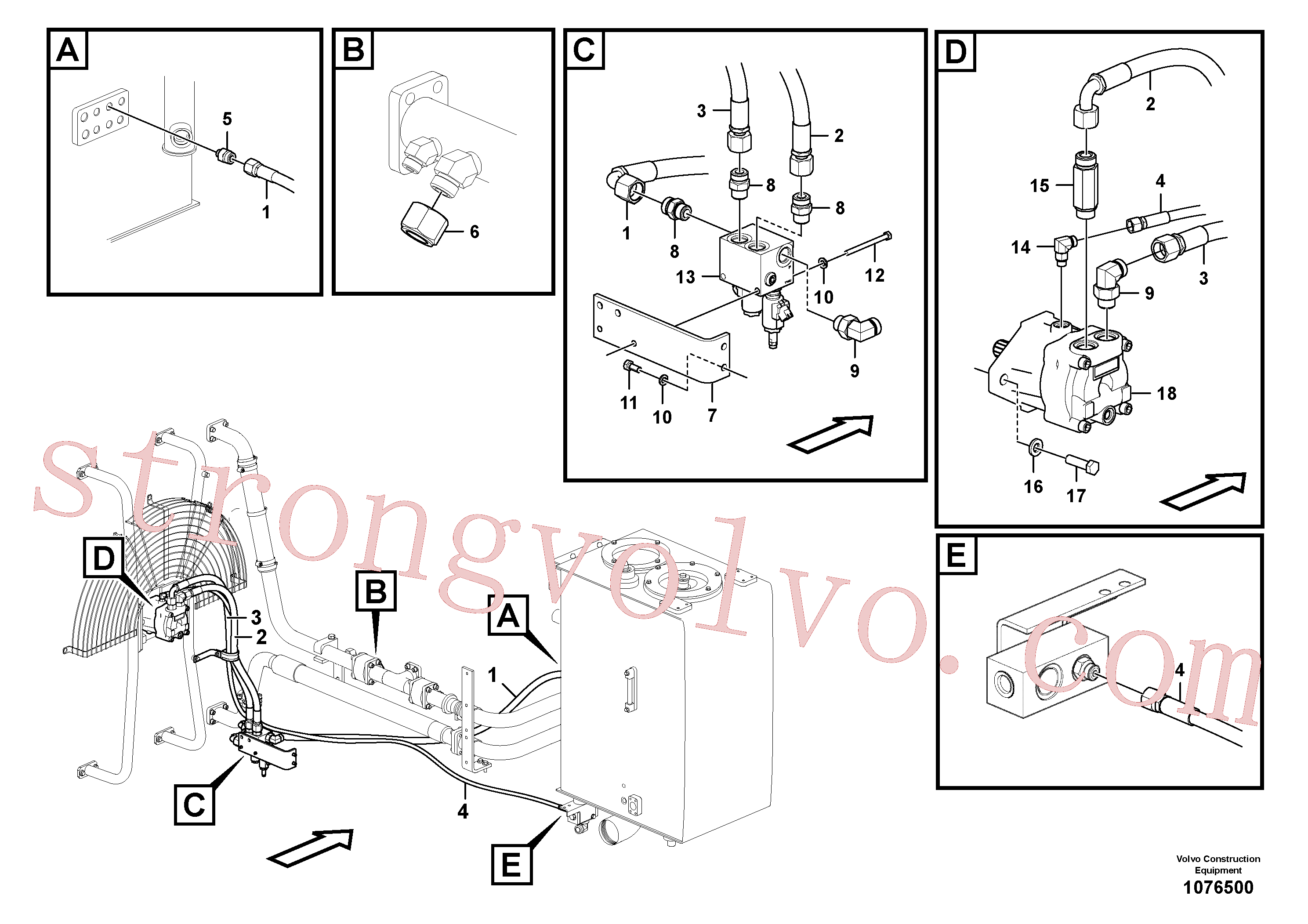 VOE15800699 Volvo Sistema hidráulico, sistema refrigerante do óleo(1076500 Montagem)