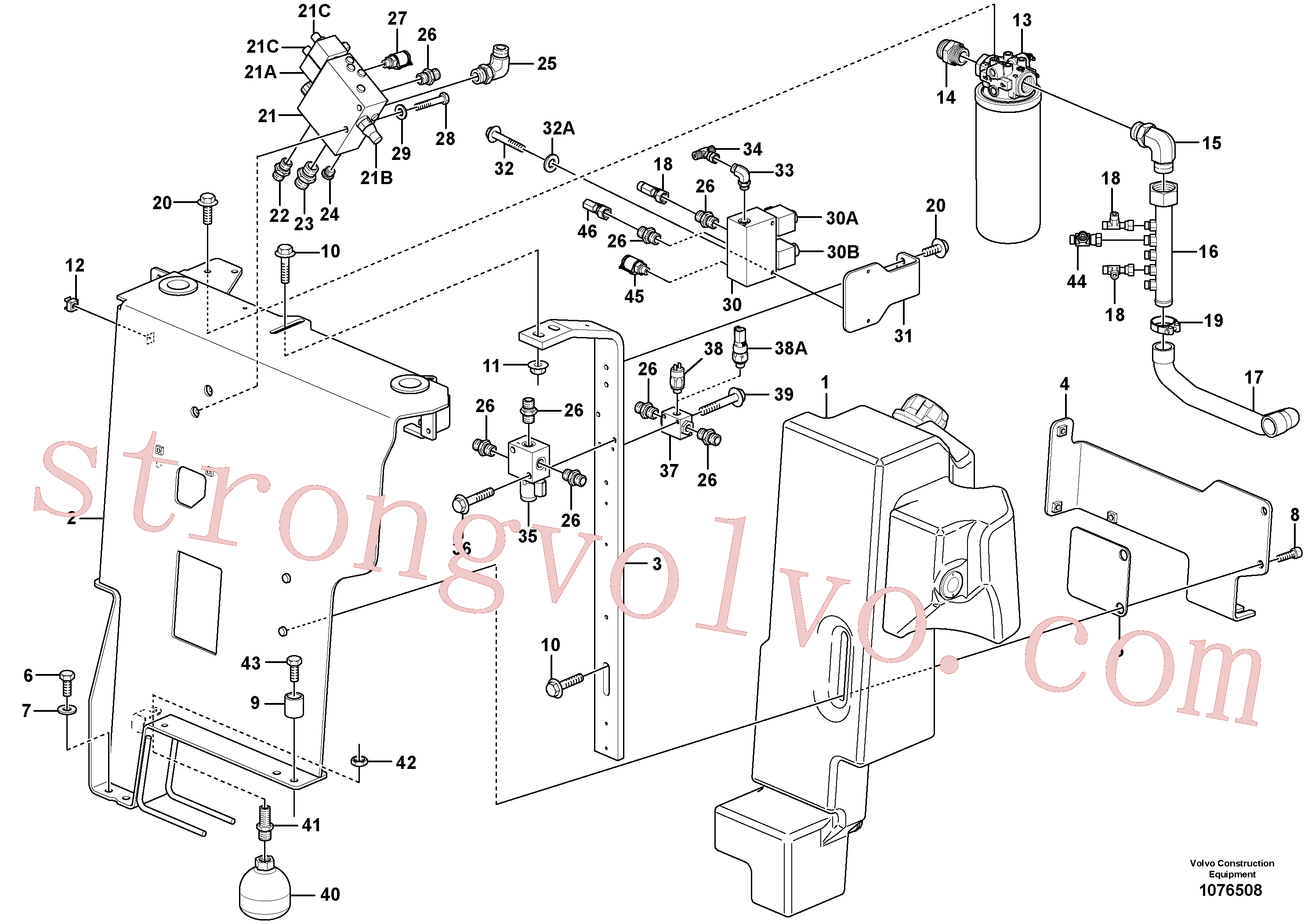 VOE981290 Volvo Tanque de óleo hidráulico com acessórios(1076508 Montagem)