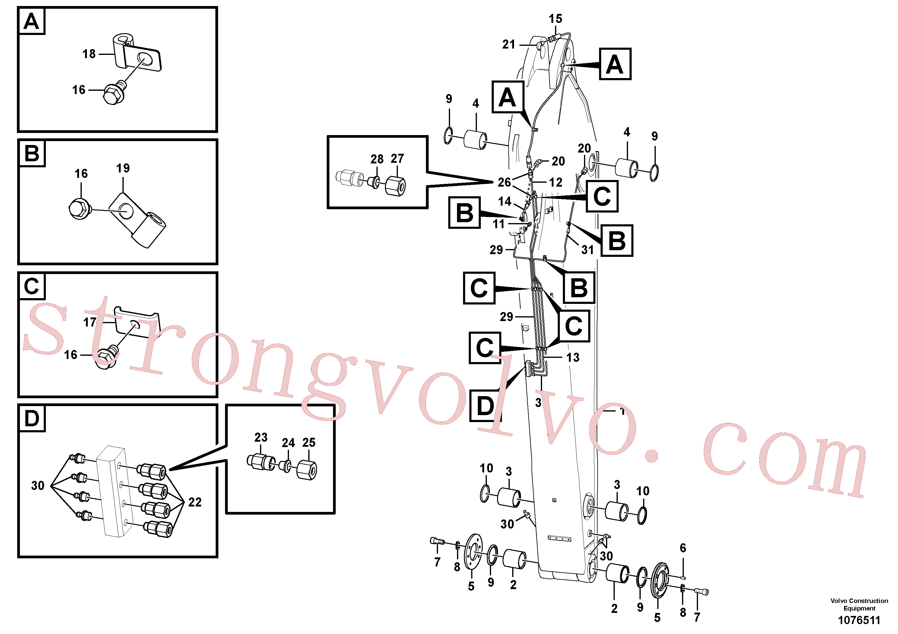 VOE14570425 Volvo Tubagem de massa e do braço de afundamento com sede da tubagem(1076511 Montagem)