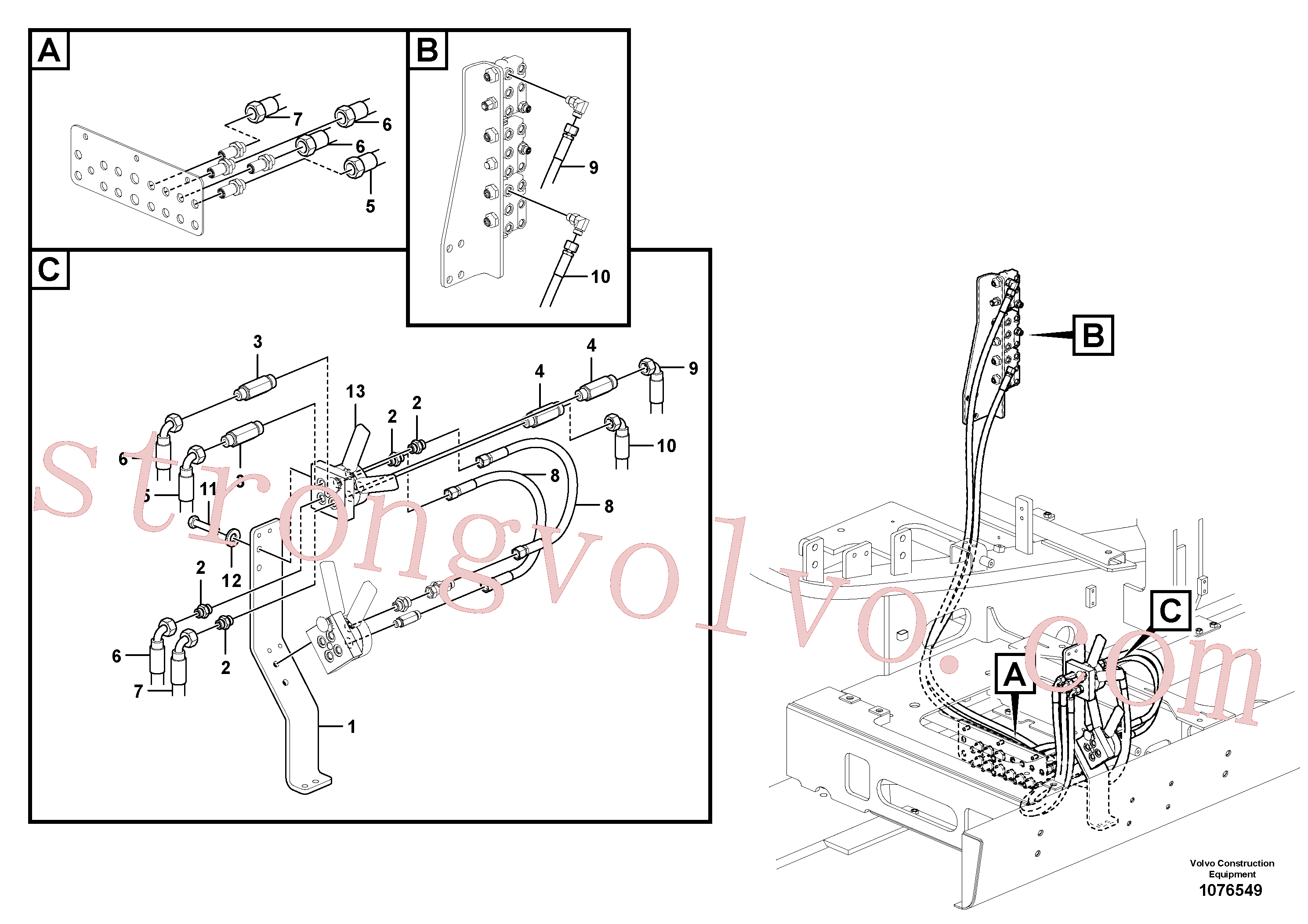 VOE937127 Volvo Sistema servomotor, mudança da função da alavanca(1076549 Montagem)