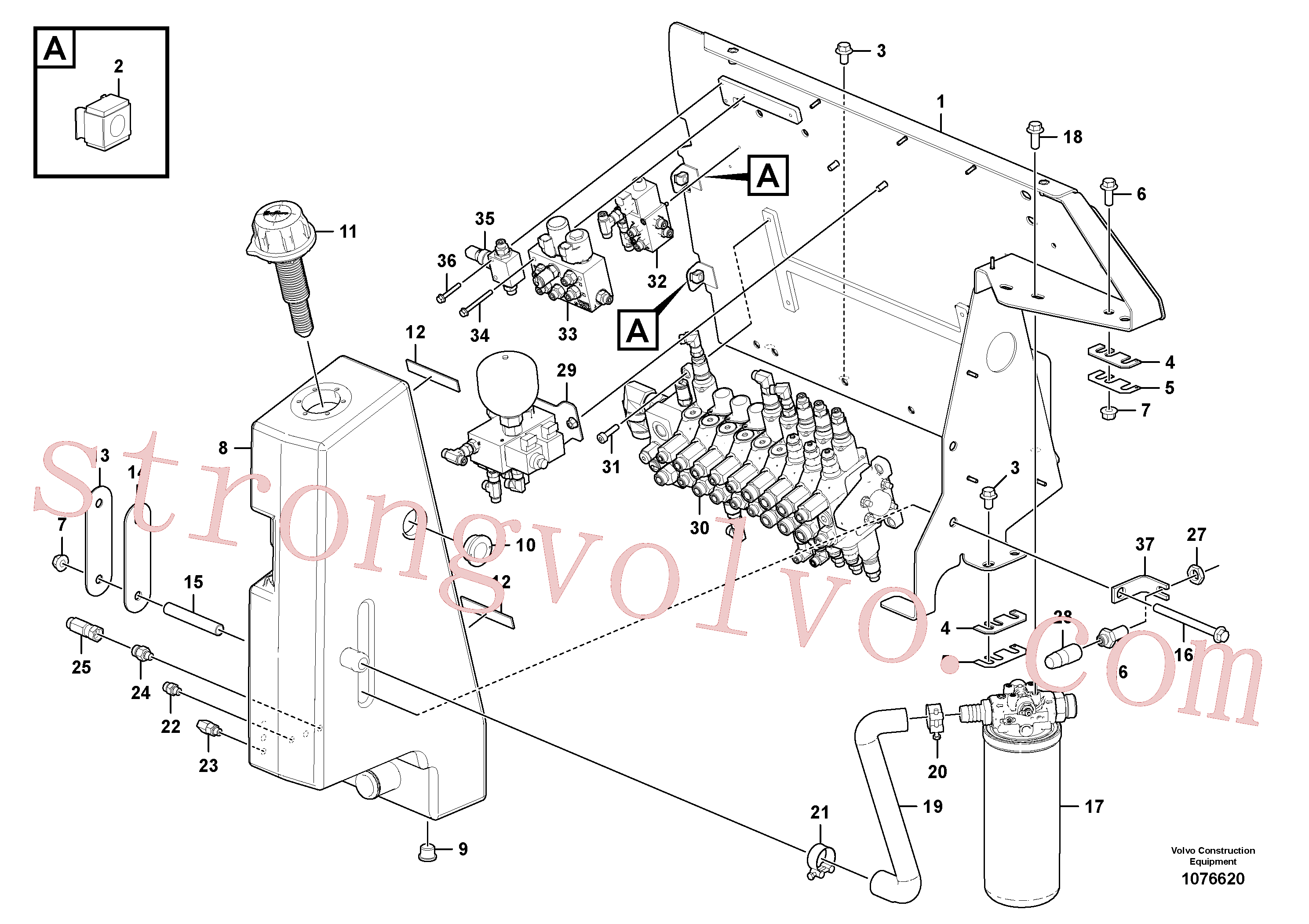 VOE11802432 Volvo Depósito de óleo hidráulico(1076620 Montagem)