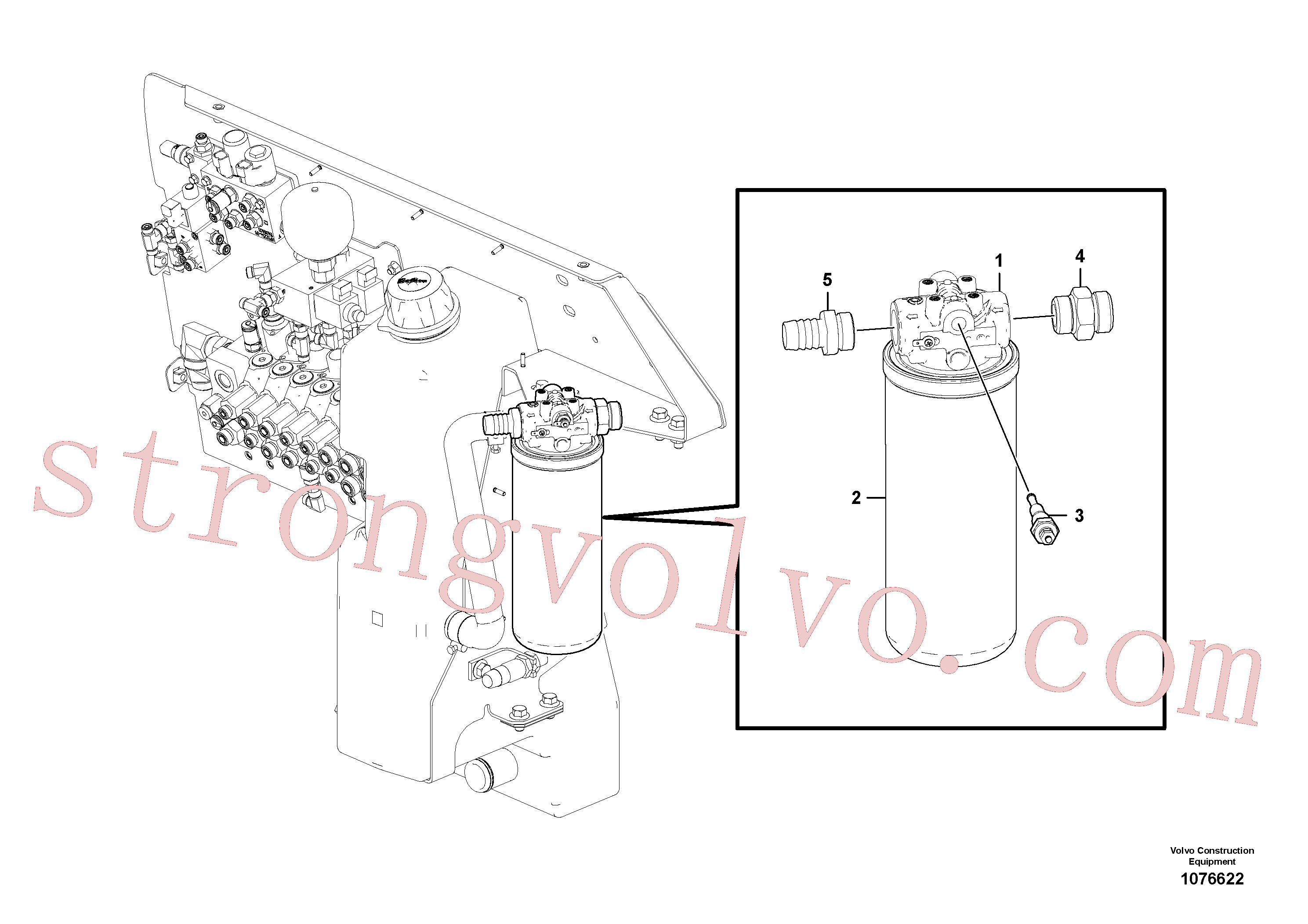 VOE15616321 Volvo Filtro de óleo hidráulico(1076622 Montagem)