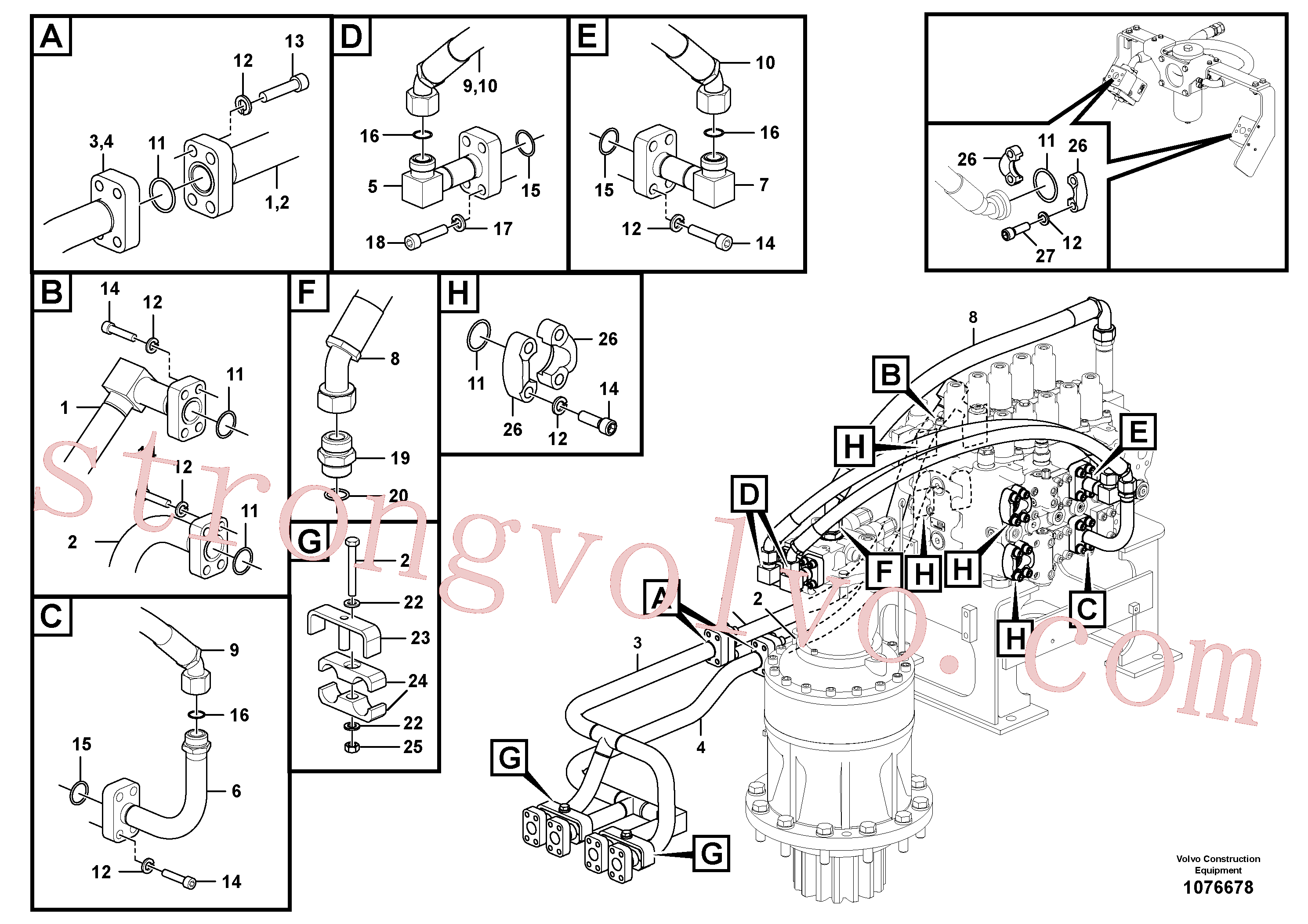 VOE14672113 Volvo Sistema hidráulico, válvula de comando da lança e articulação(1076678 Montagem)