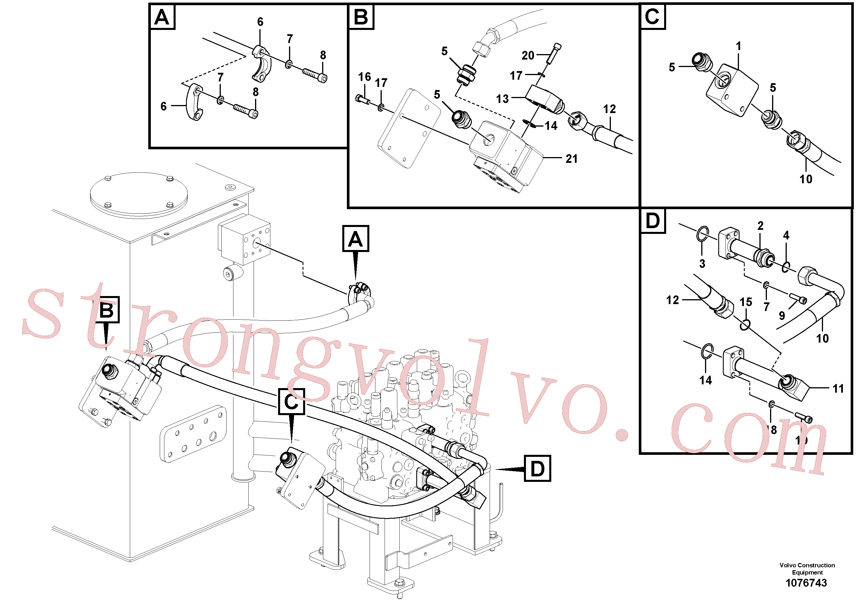 VOE14570849 Volvo Hidráulica de serviço, martelo e cortador para topo(1076743 Montagem)