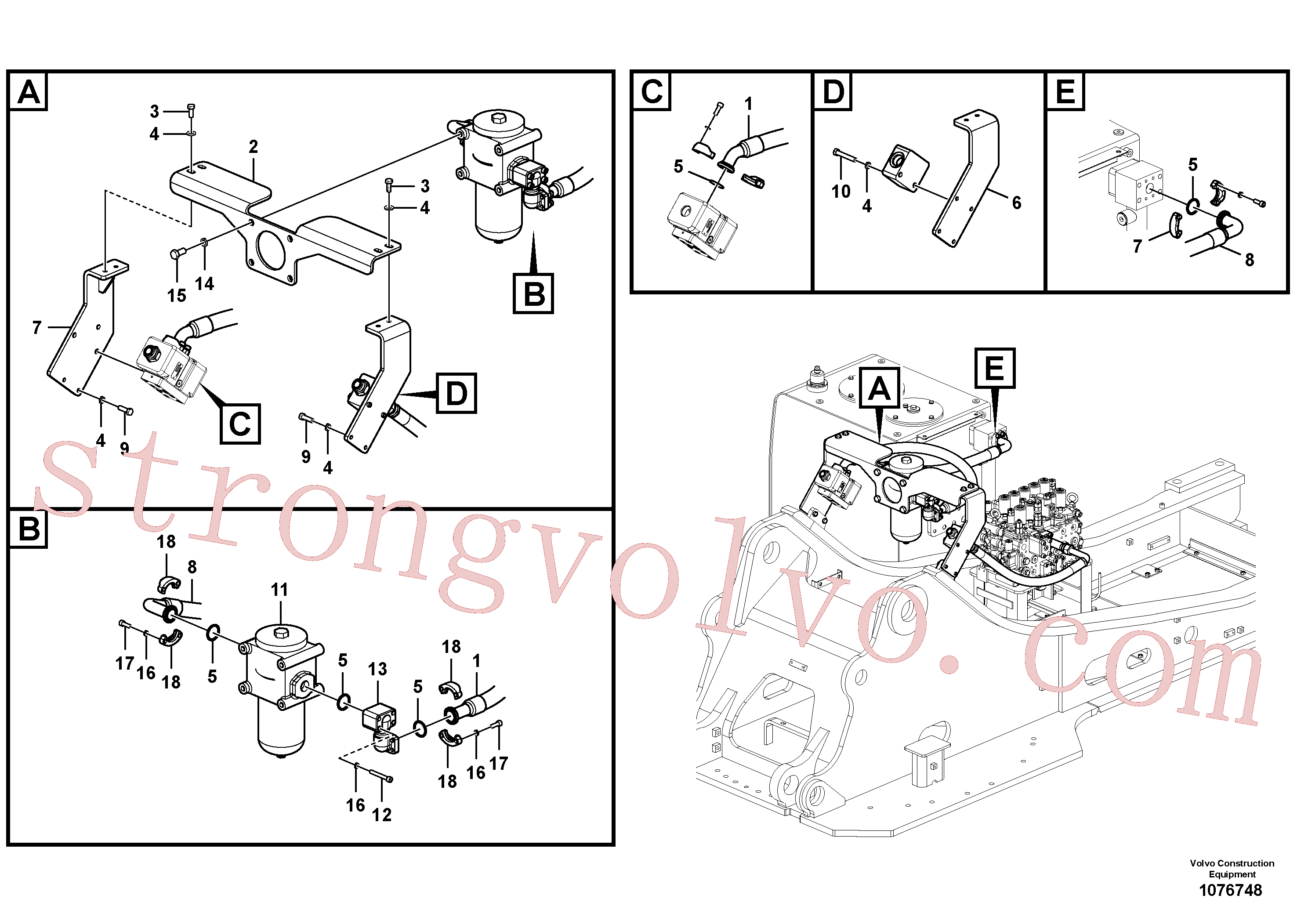 VOE14666825 Volvo Hidráulica de serviço, martelo e cortador para filtro de retorno(1076748 Montagem)