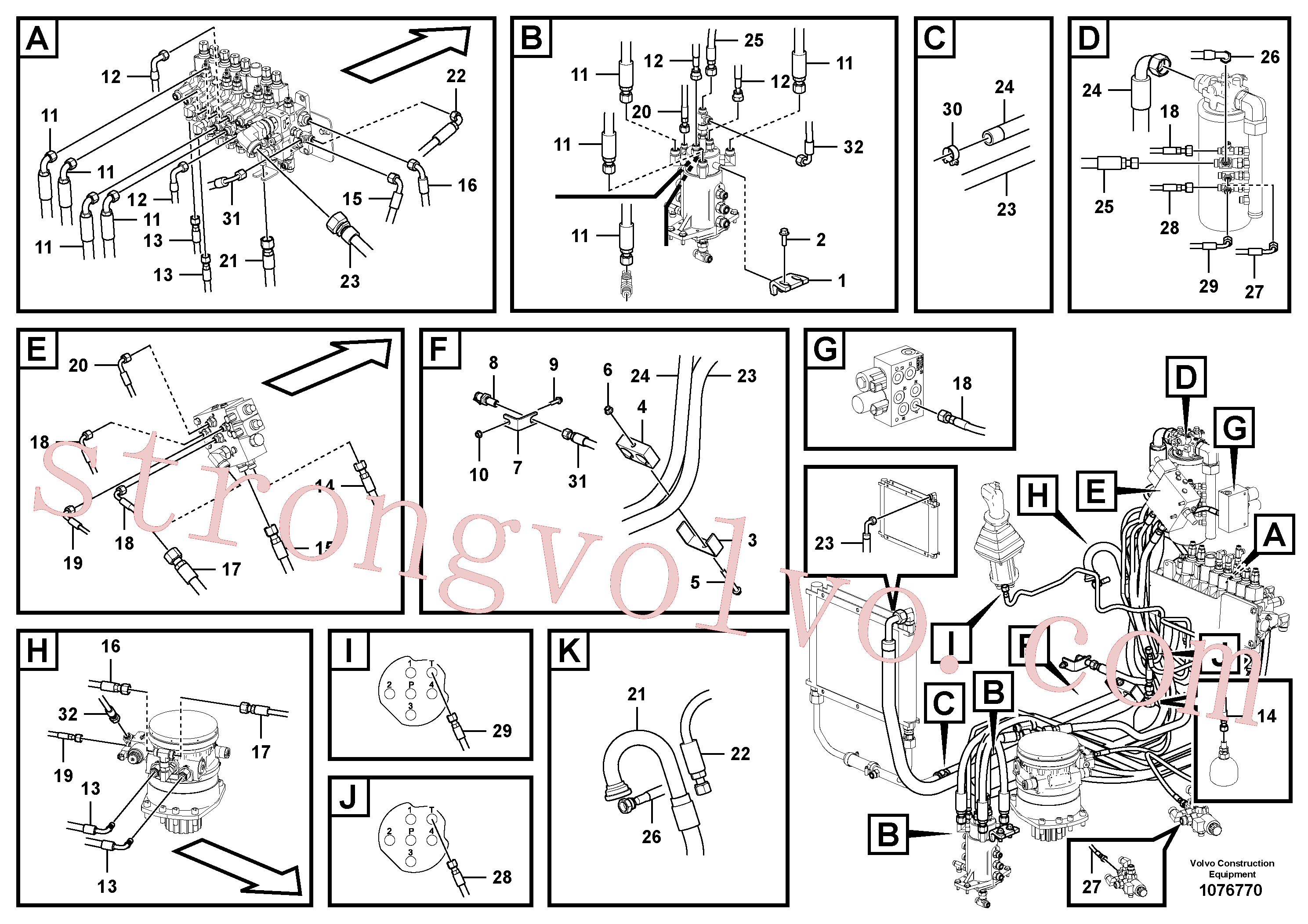 VOE15621219 Volvo Circuito hidráulico (plataforma/válvula de equilíbrio/cilindro de desvio)(1076770 Montagem)