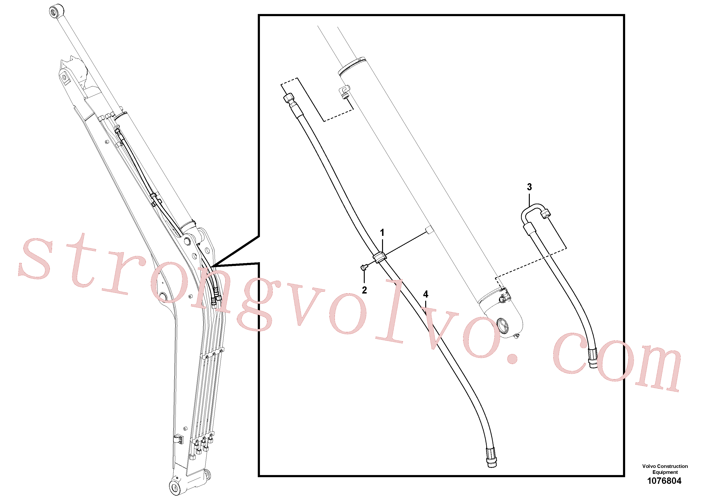 VOE15674514 Volvo Hidráulica de serviço, lança(1076804 Montagem)