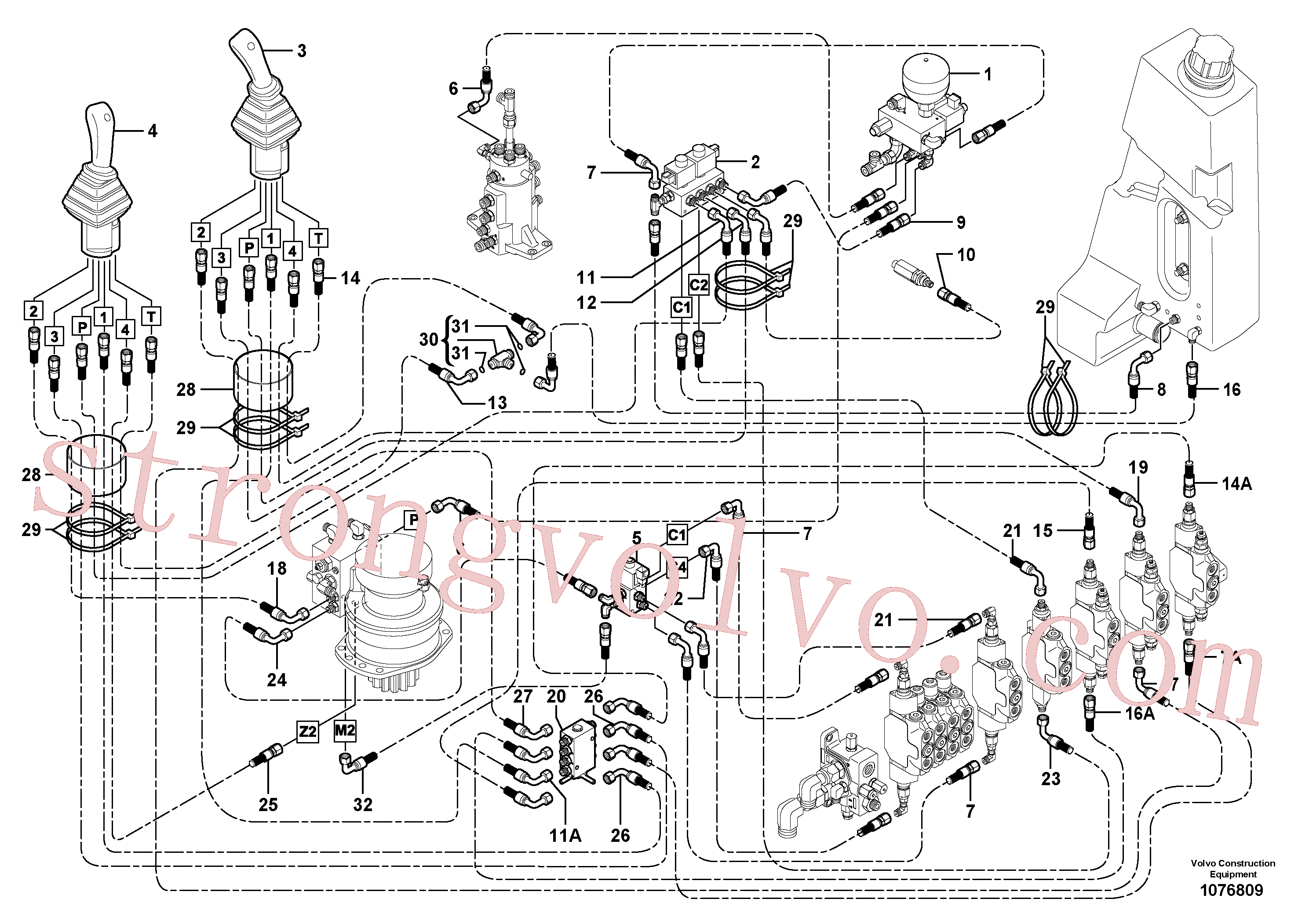 VOE936292 Volvo Circuito hidráulico (baixa pressão)(1076809 Montagem)