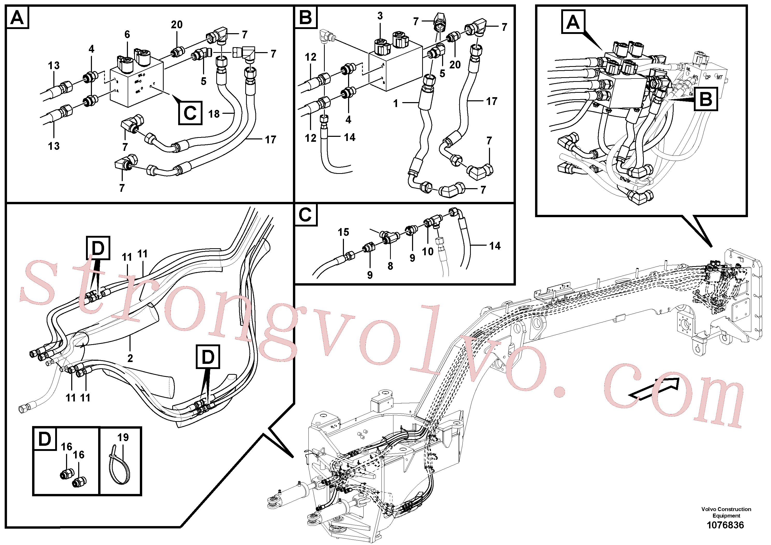 PJ4755046 Volvo Circuito hidráulico da válvula de derivação - tracção integral (awd)(1076836 Montagem)