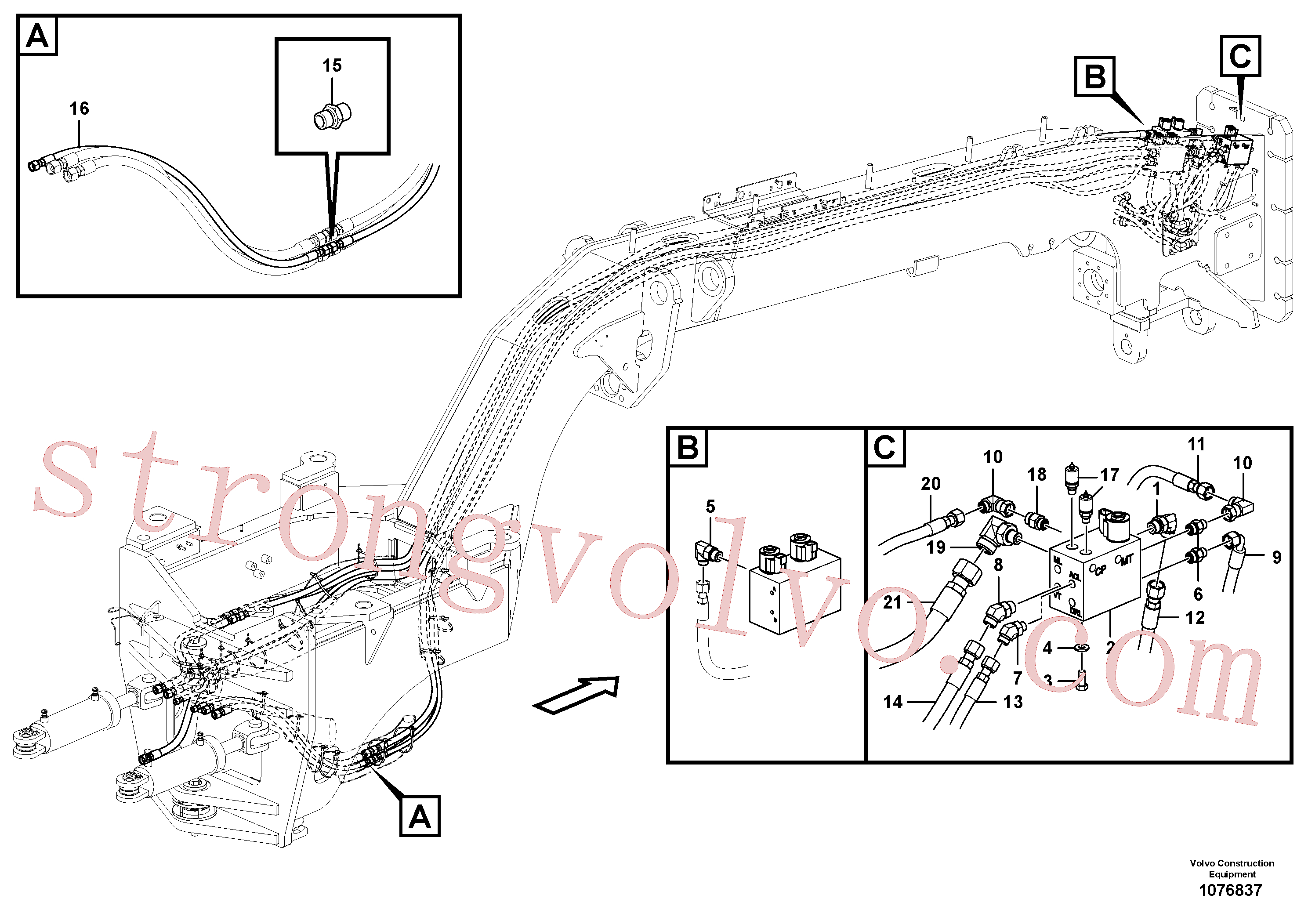 VOE983262 Volvo Circuito hidráulico da válvula de duas velocidades - tracção integral (awd)(1076837 Montagem)