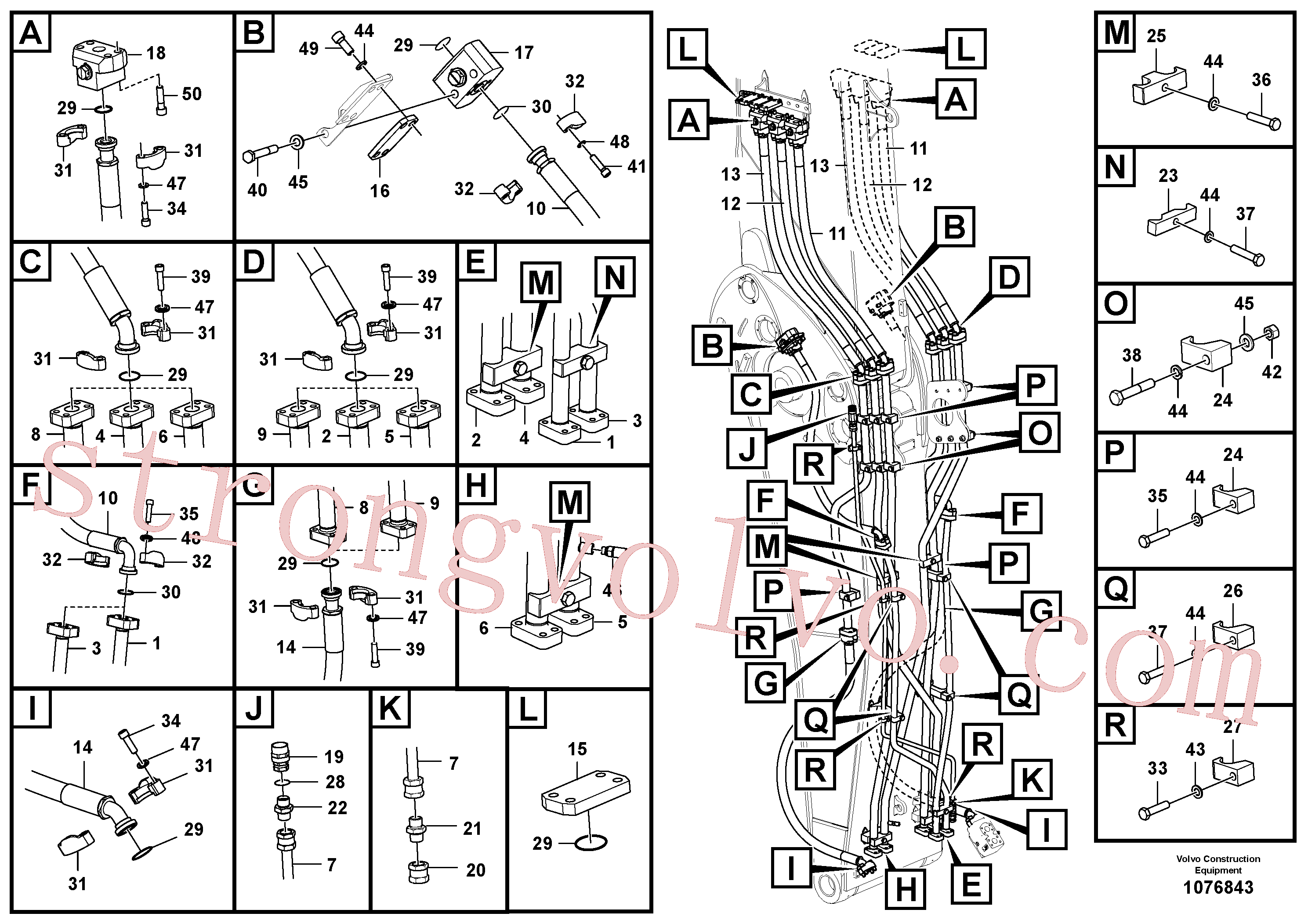 VOE14653802 Volvo Hidráulica de serviço, cilindro do braço de afundamento na lança.(1076843 Montagem)