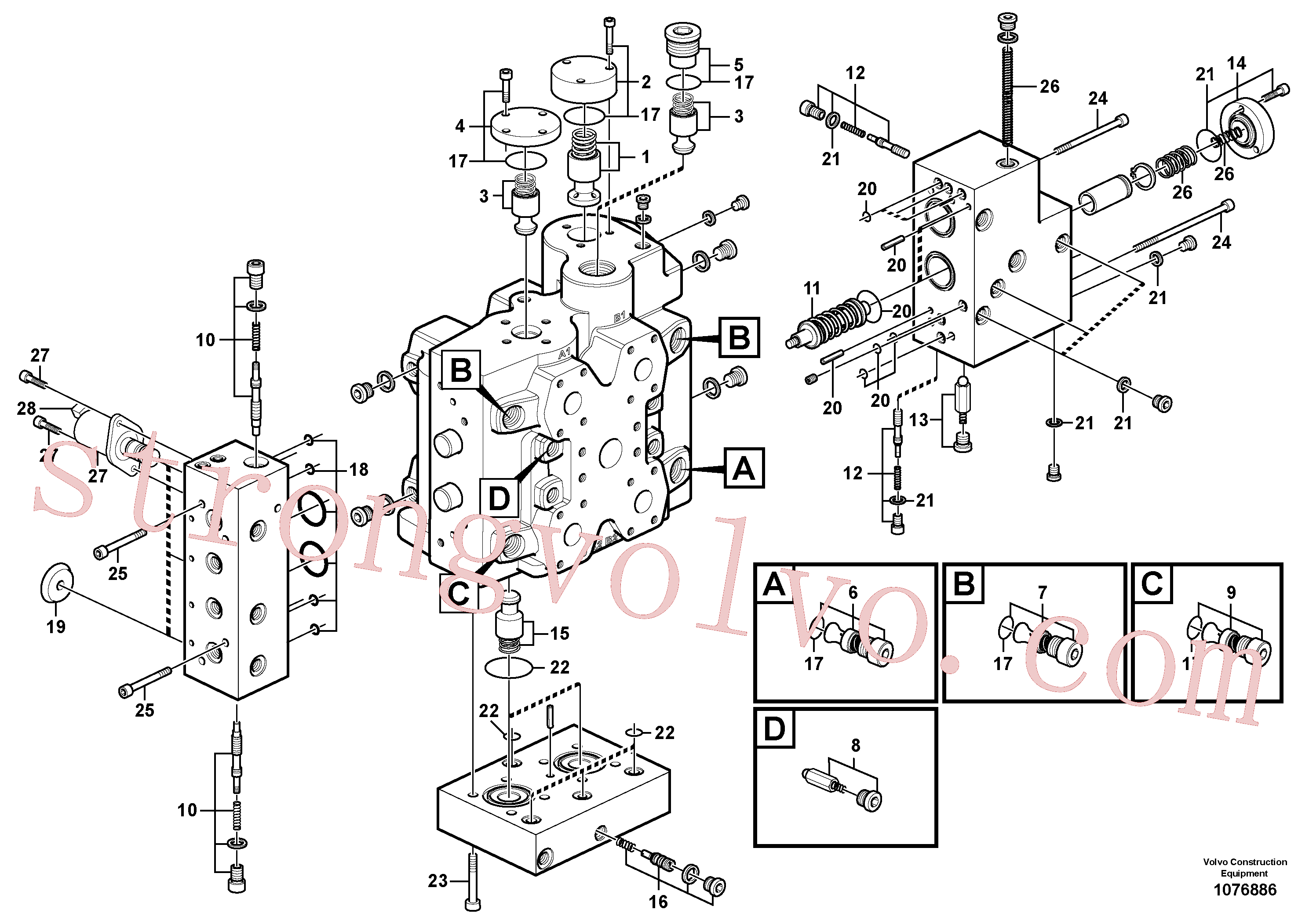 VOE15016962 Volvo Válvula de comando(1076886 Montagem)