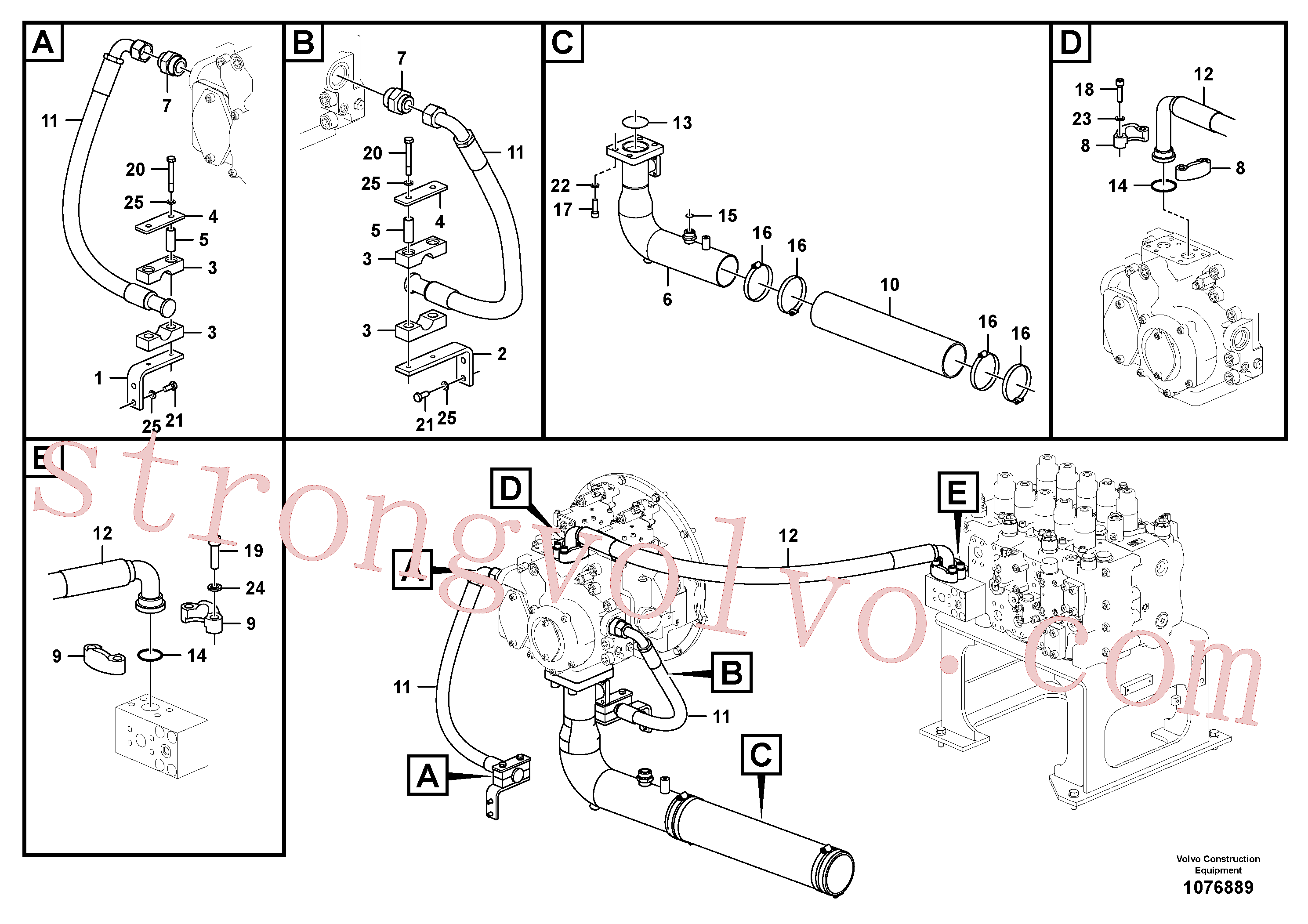 VOE936625 Meia flange Volvo escavadeira