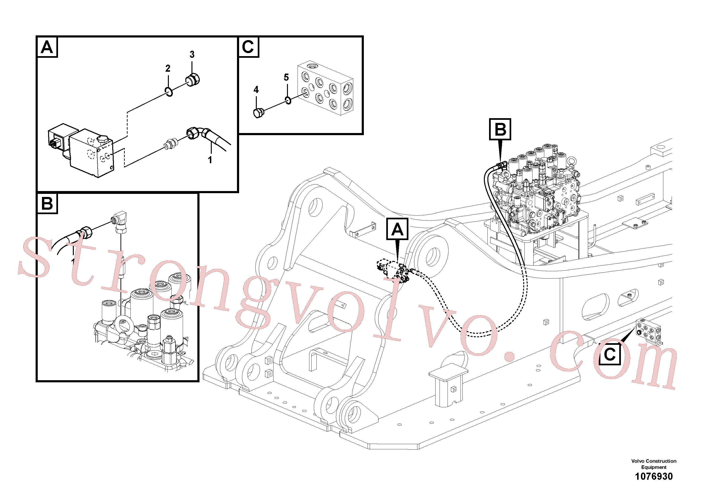 VOE938683 Volvo Hidráulica de serviço, encaixe rápido na estrutura superior(1076930 Montagem)