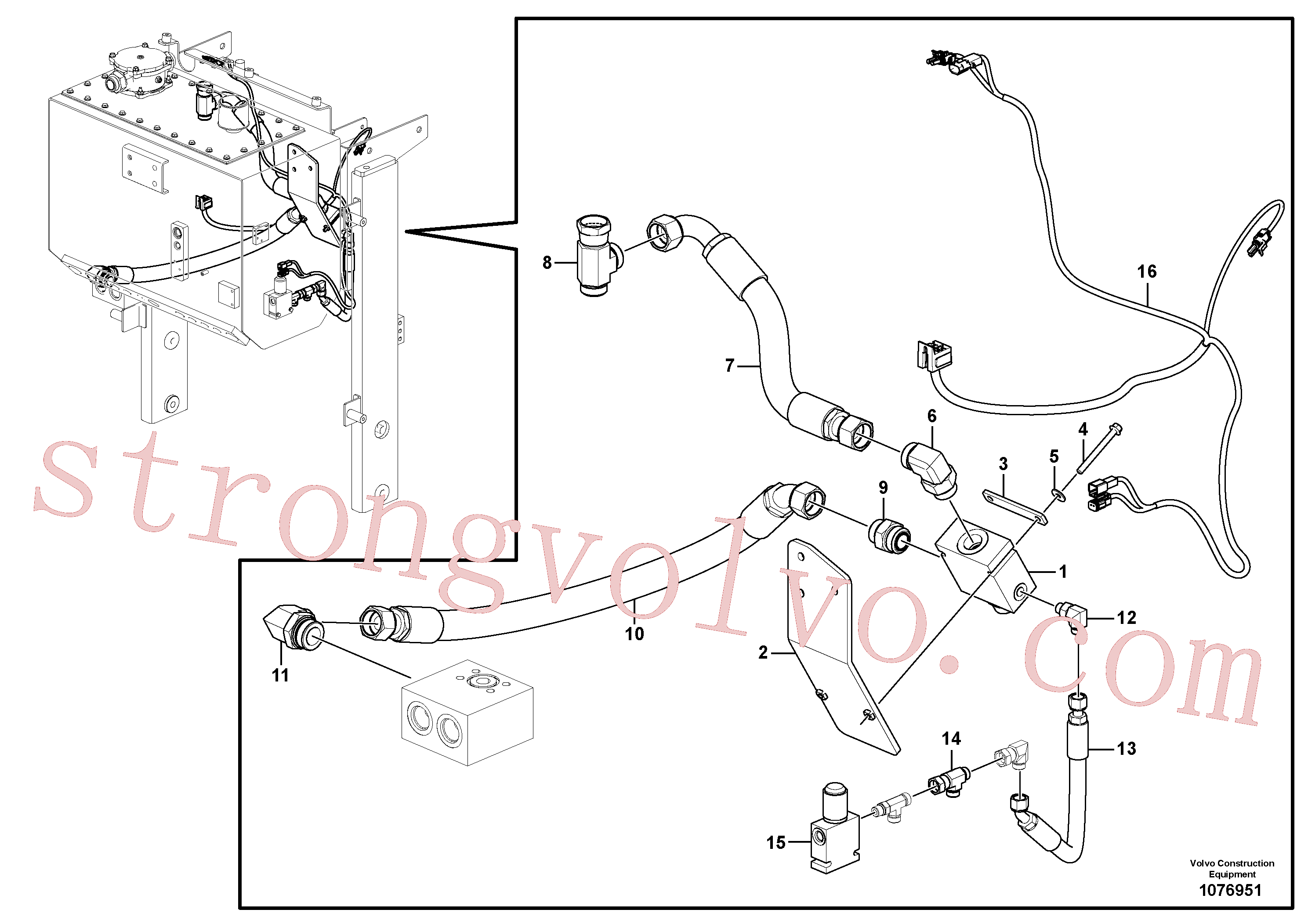 VOE935015 Volvo Circuito hidráulico da válvula de derivação - tracção integral (awd)(1076951 Montagem)