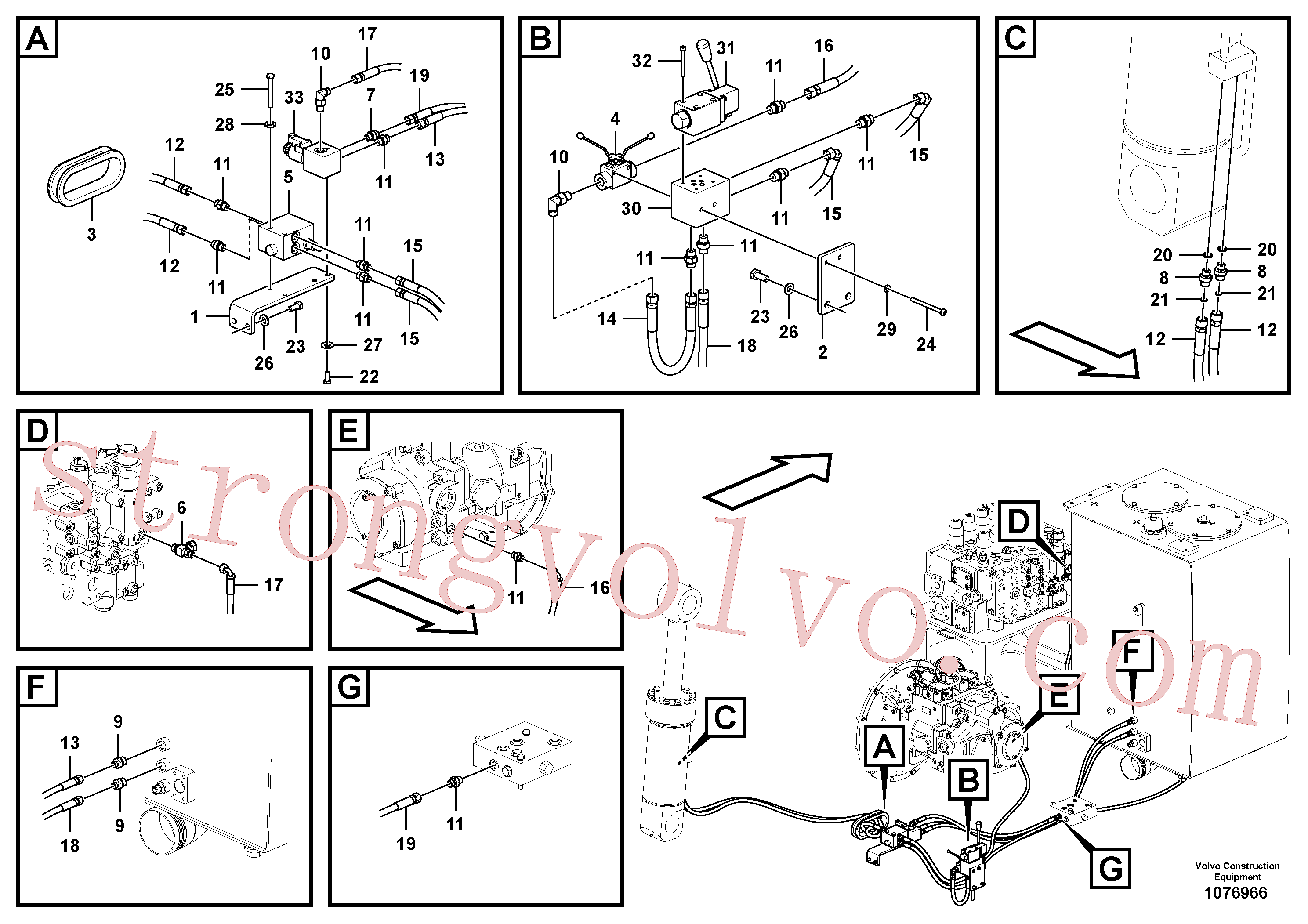 VOE15185968 Volvo Sistema hidráulico de trabalho, remoção de contrapeso.(1076966 Montagem)