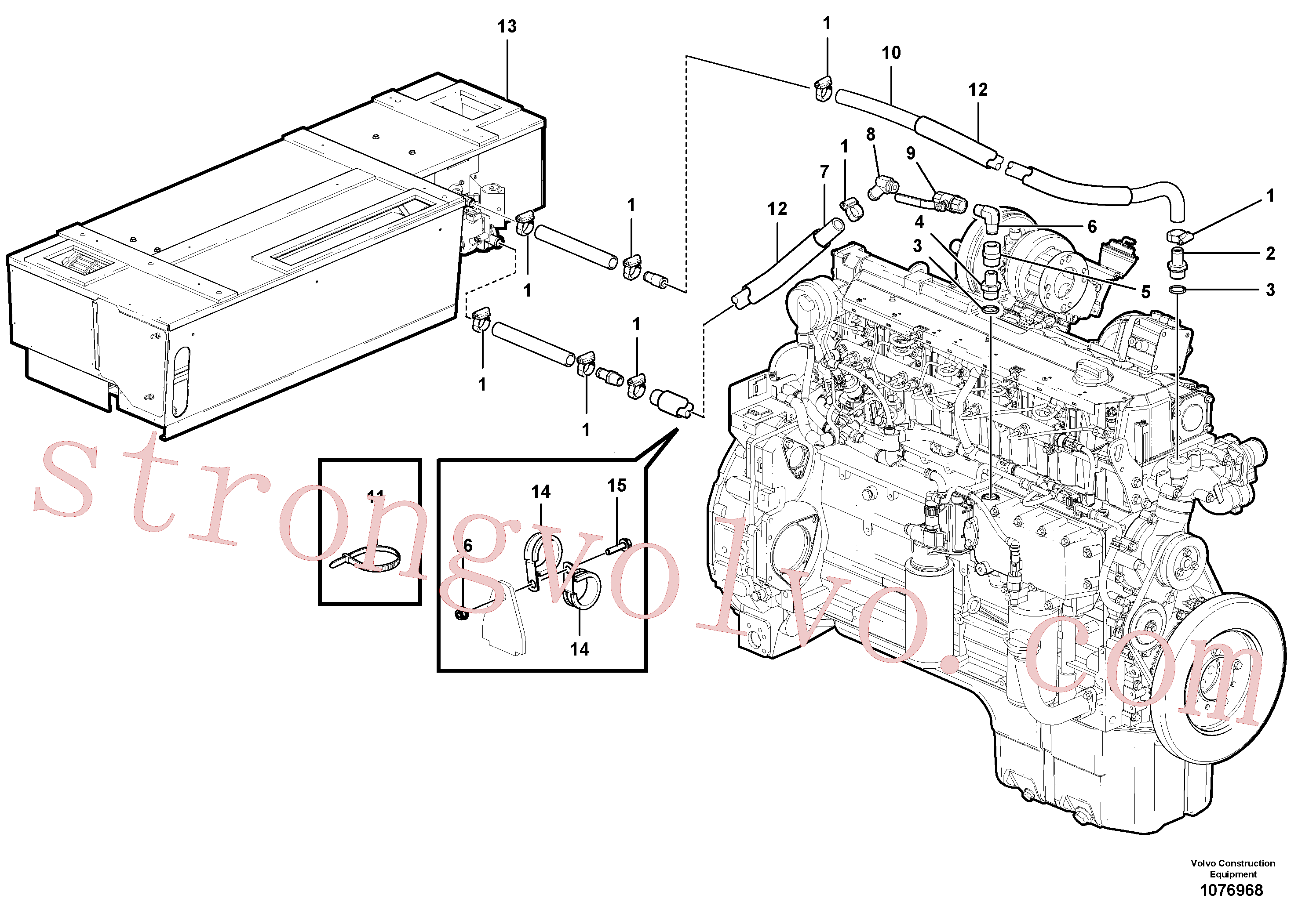 CH65776 Volvo Tubagem do aquecedor da cabina - D7(1076968 Montagem)