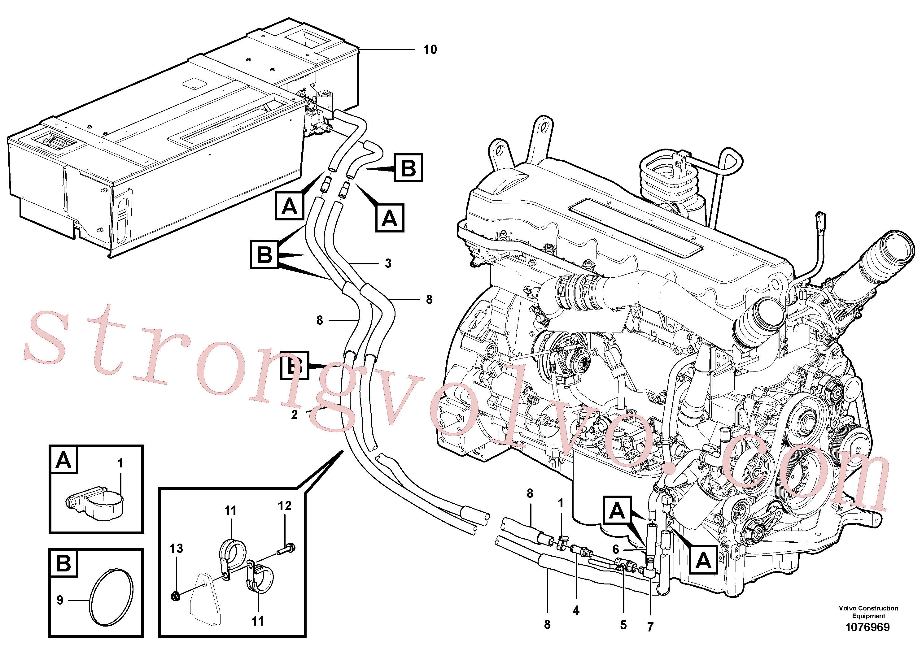 CH65776 Volvo Tubagem do aquecedor da cabina - D9(1076969 Montagem)