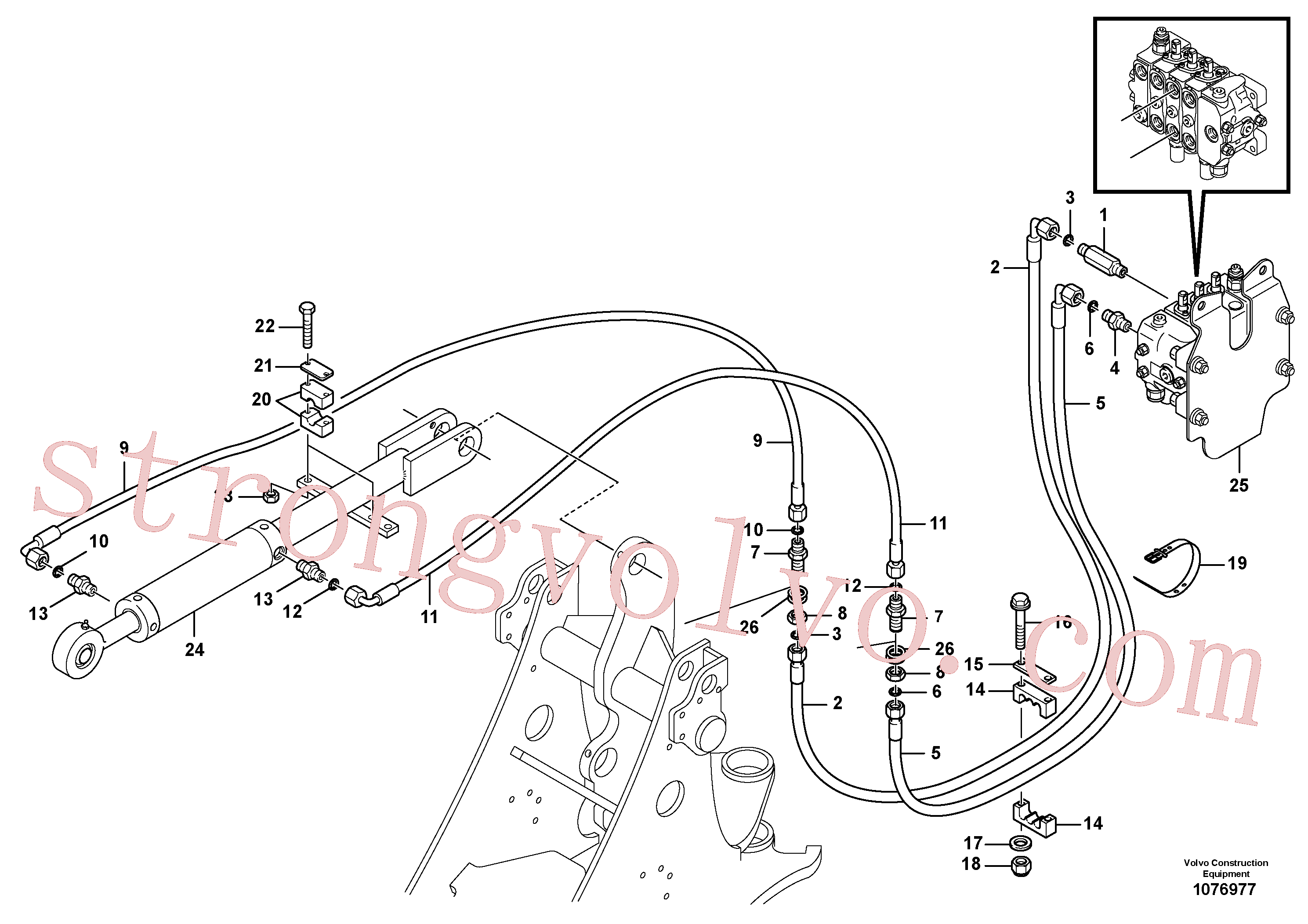 VOE11307492 Volvo Linhas hidráulicas - hidráulico de rotação(1076977 Montagem)