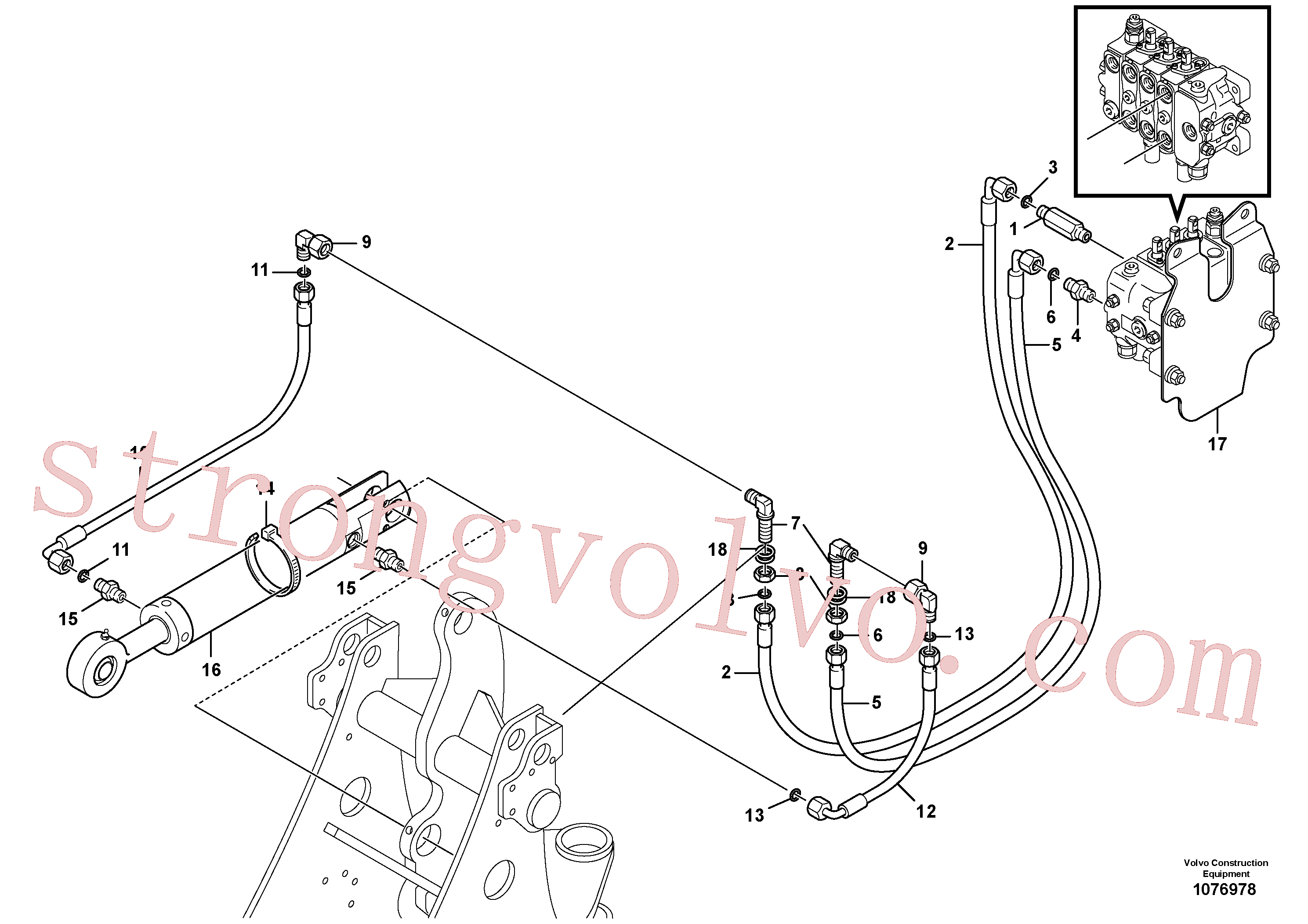 Volvo Acessórios para escavadeira VOE11307492 Válvula de comando Acessórios