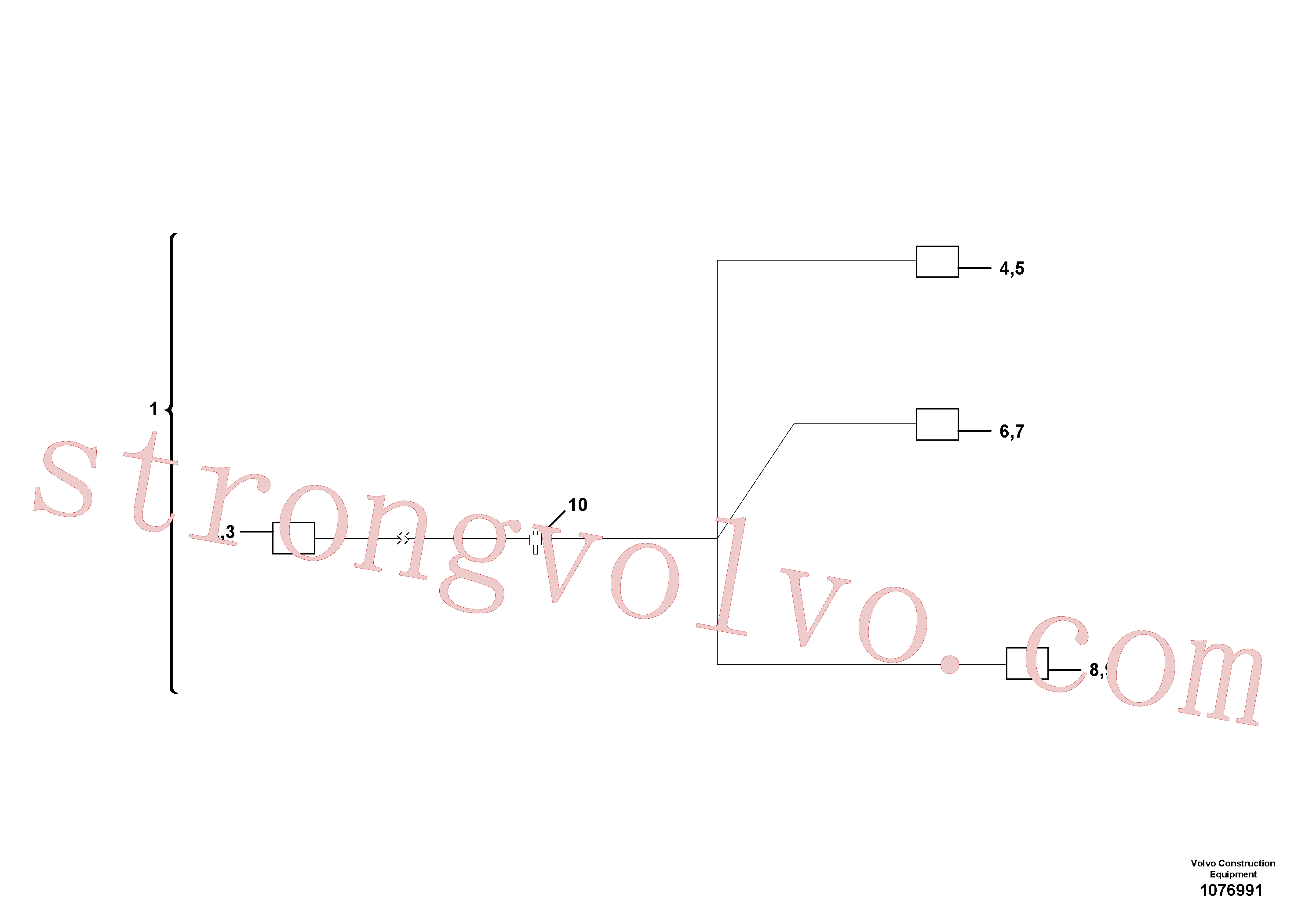 VOE14569605 Volvo Cabo e cablagem, remoção do contrapeso(1076991 Montagem)