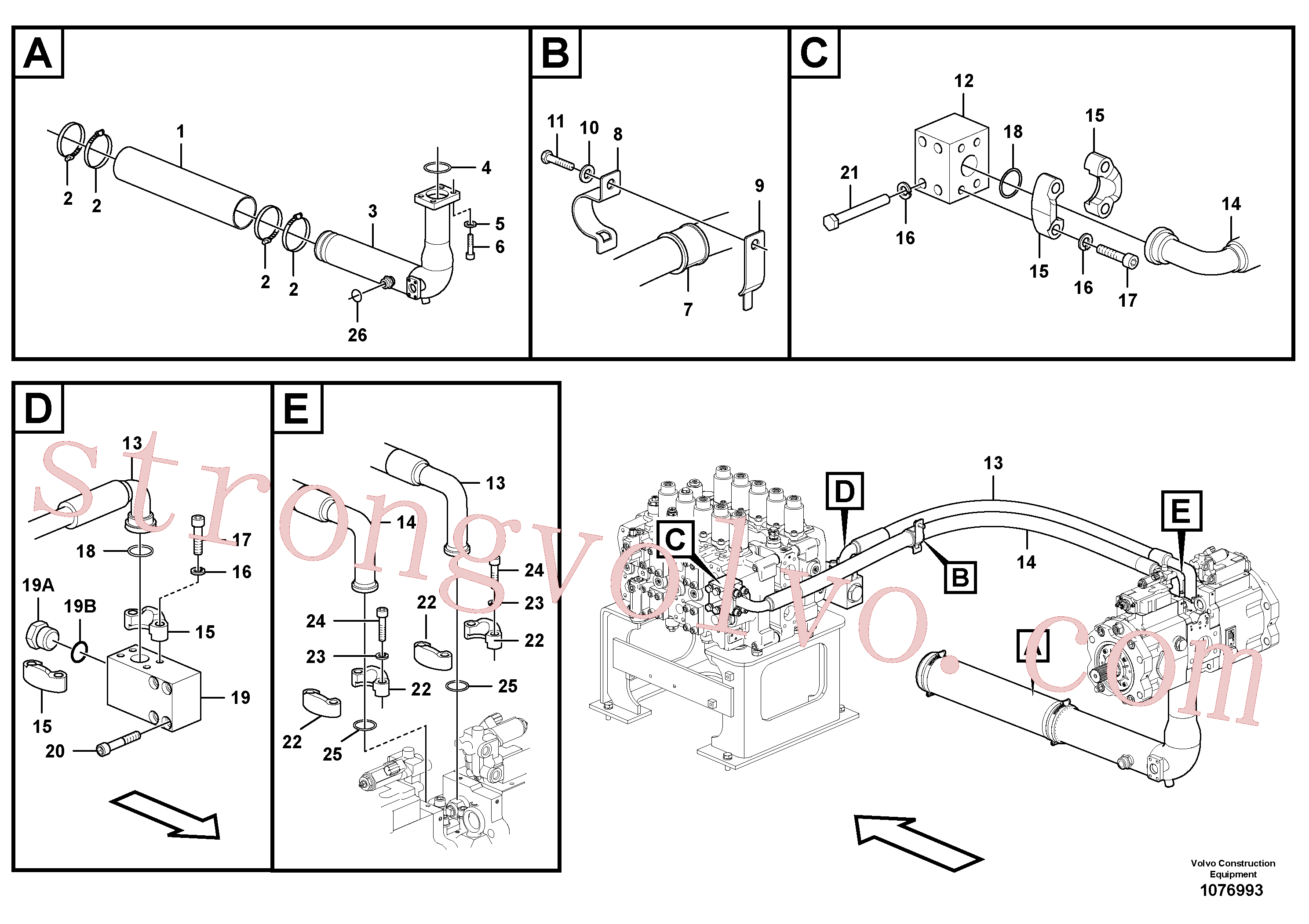 SA9415-31081 Volvo Sistema hidráulico, tanque hidráulico para a bomba hidráulica(1076993 Montagem)