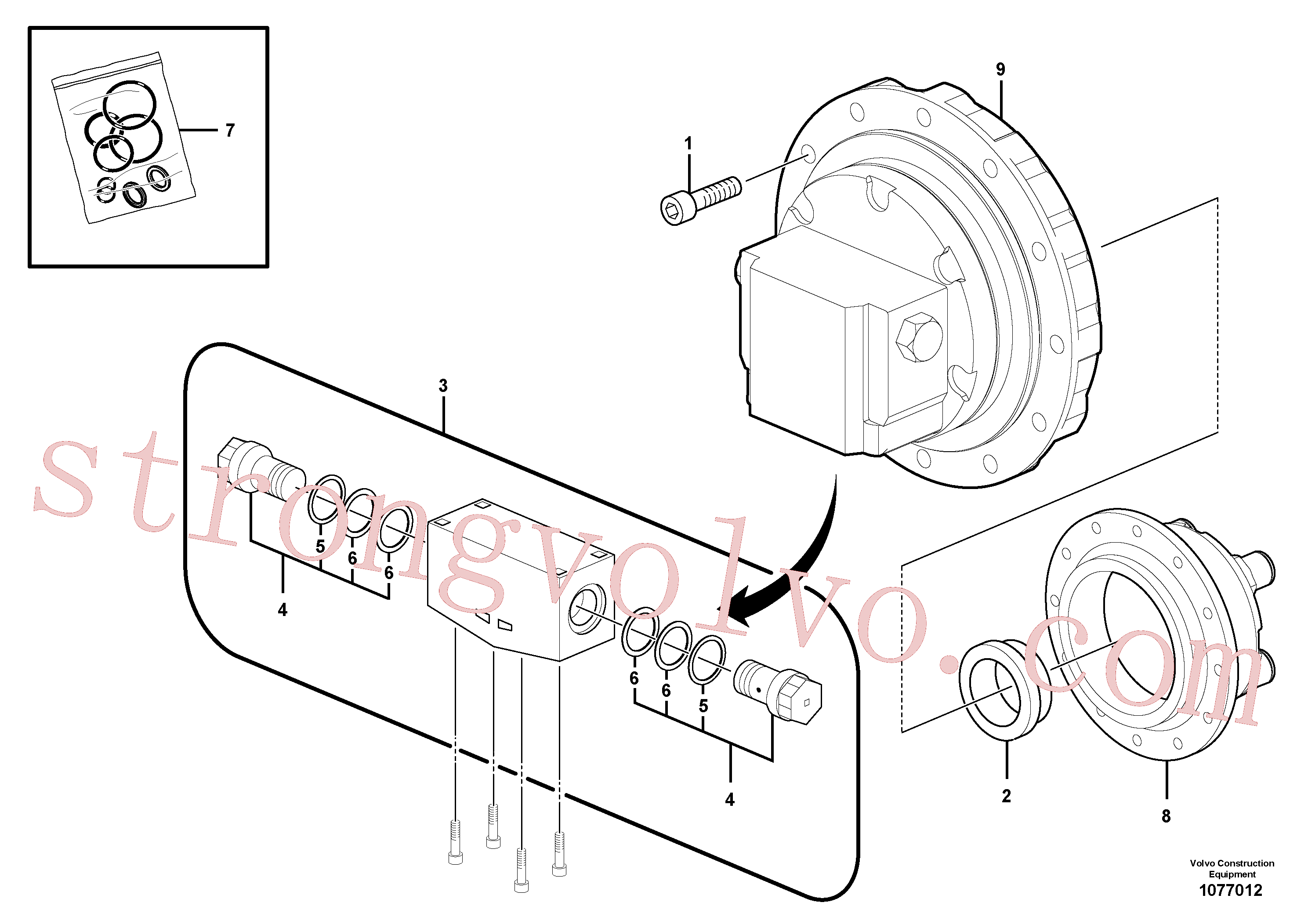 VOE14722718 Volvo Motor de deslocação(1077012 Montagem)