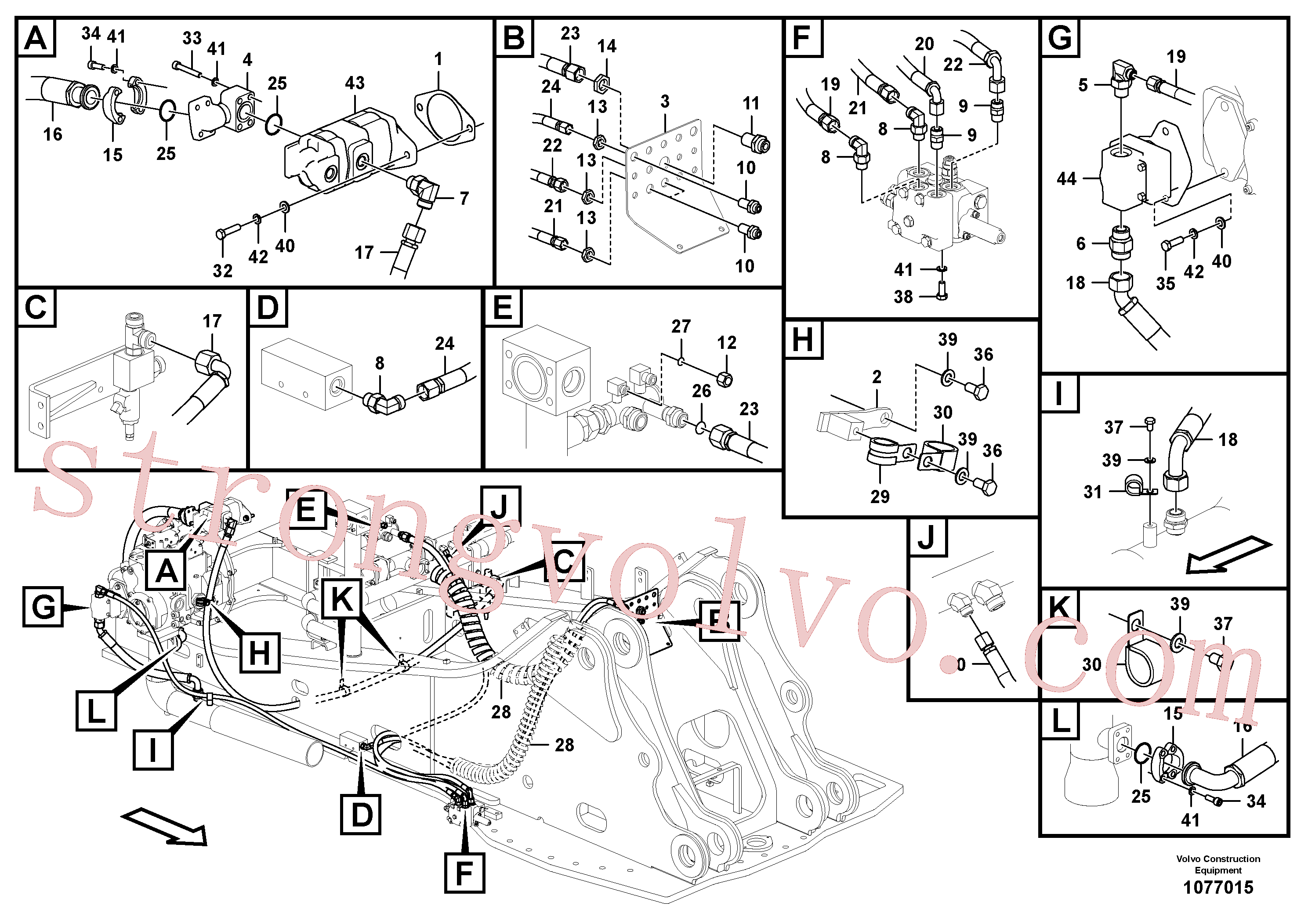 VOE14596368 Volvo Hidráulica de serviço, inclinação e rotor na estrutura superior(1077015 Montagem)