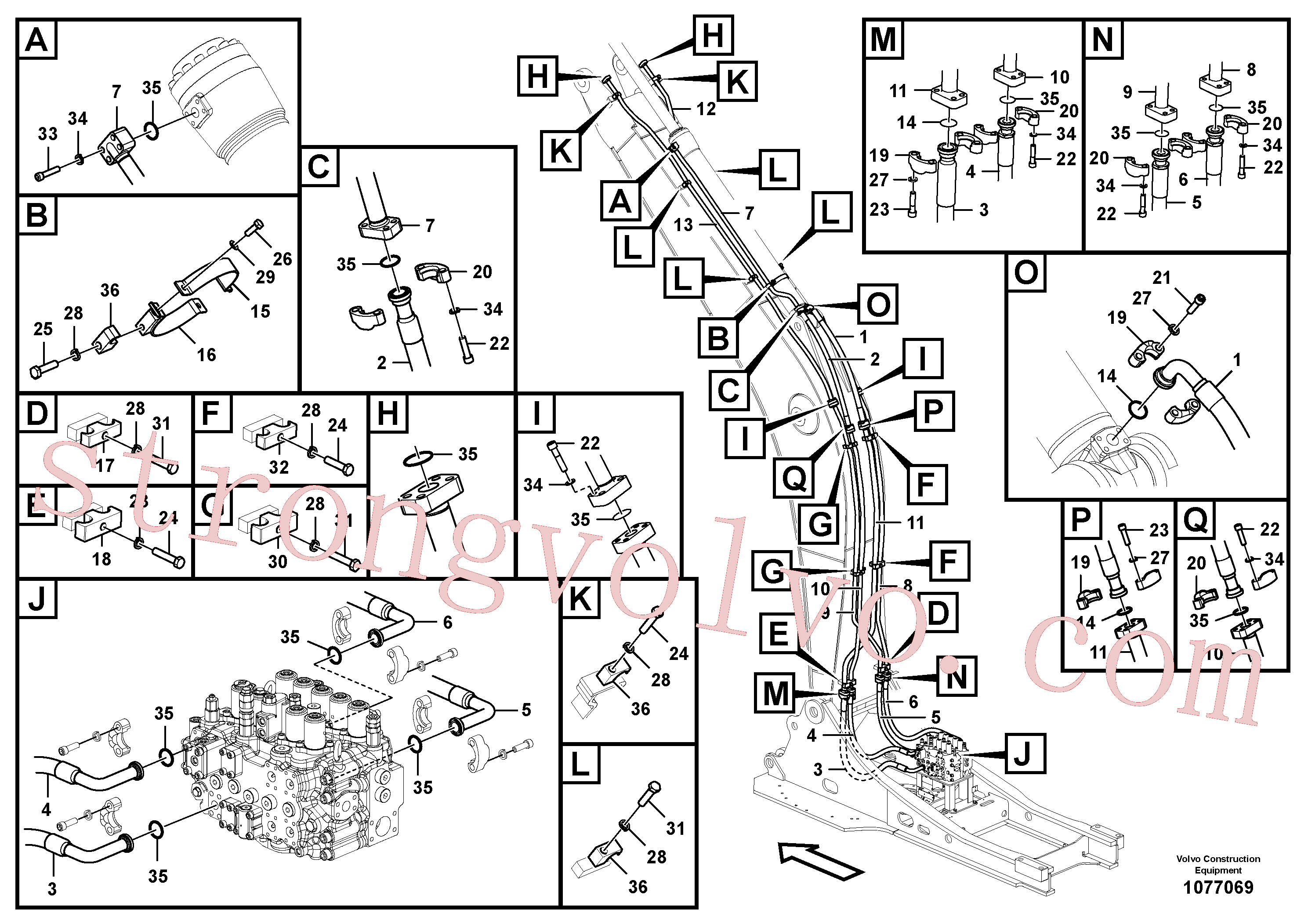 VOE14678090 Volvo Hidráulica de serviço, cilindro do braço de afundamento na lança.(1077069 Montagem)