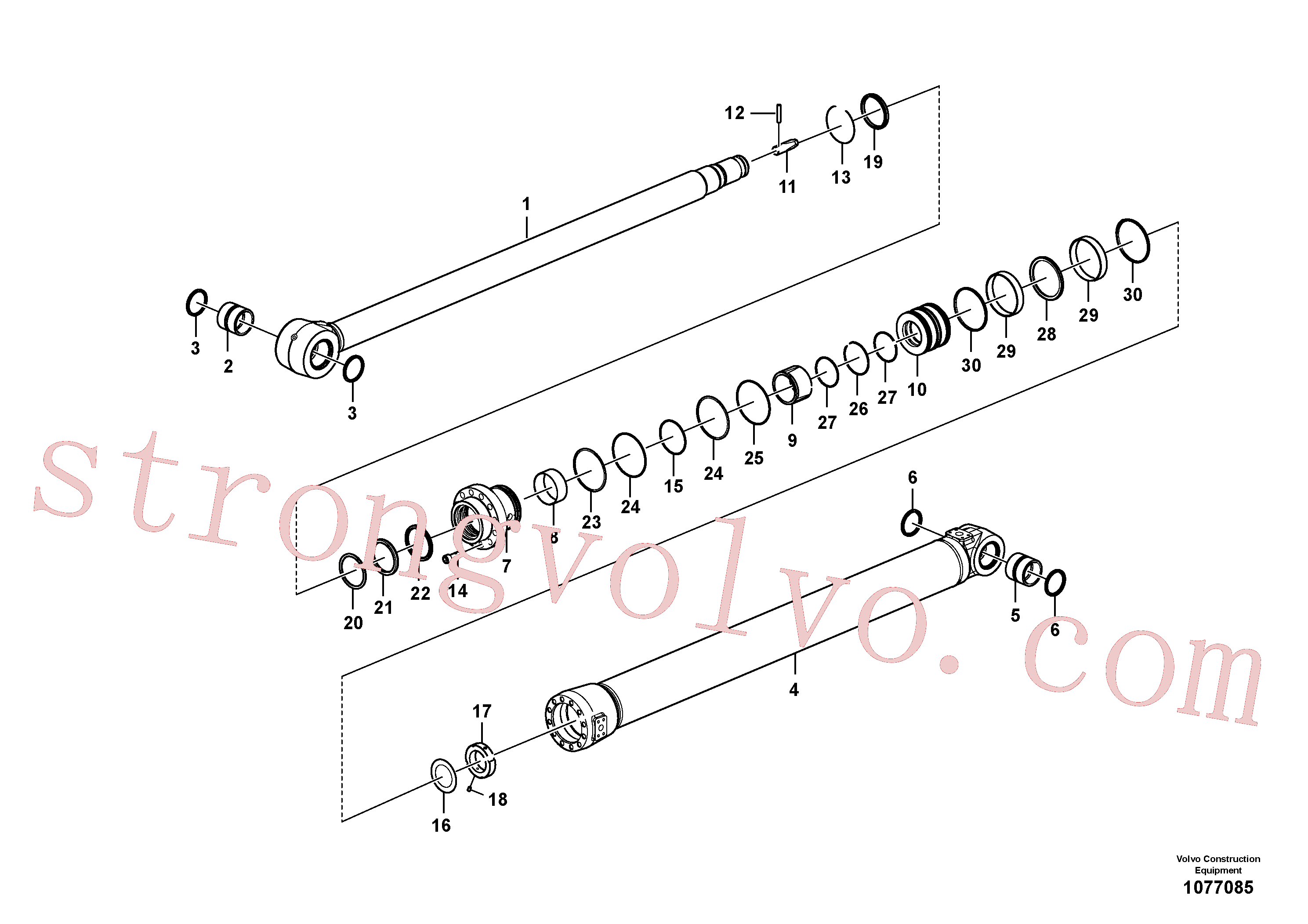 VOE14550728 Volvo Cilindro do braço de afundamento(1077085 Montagem)