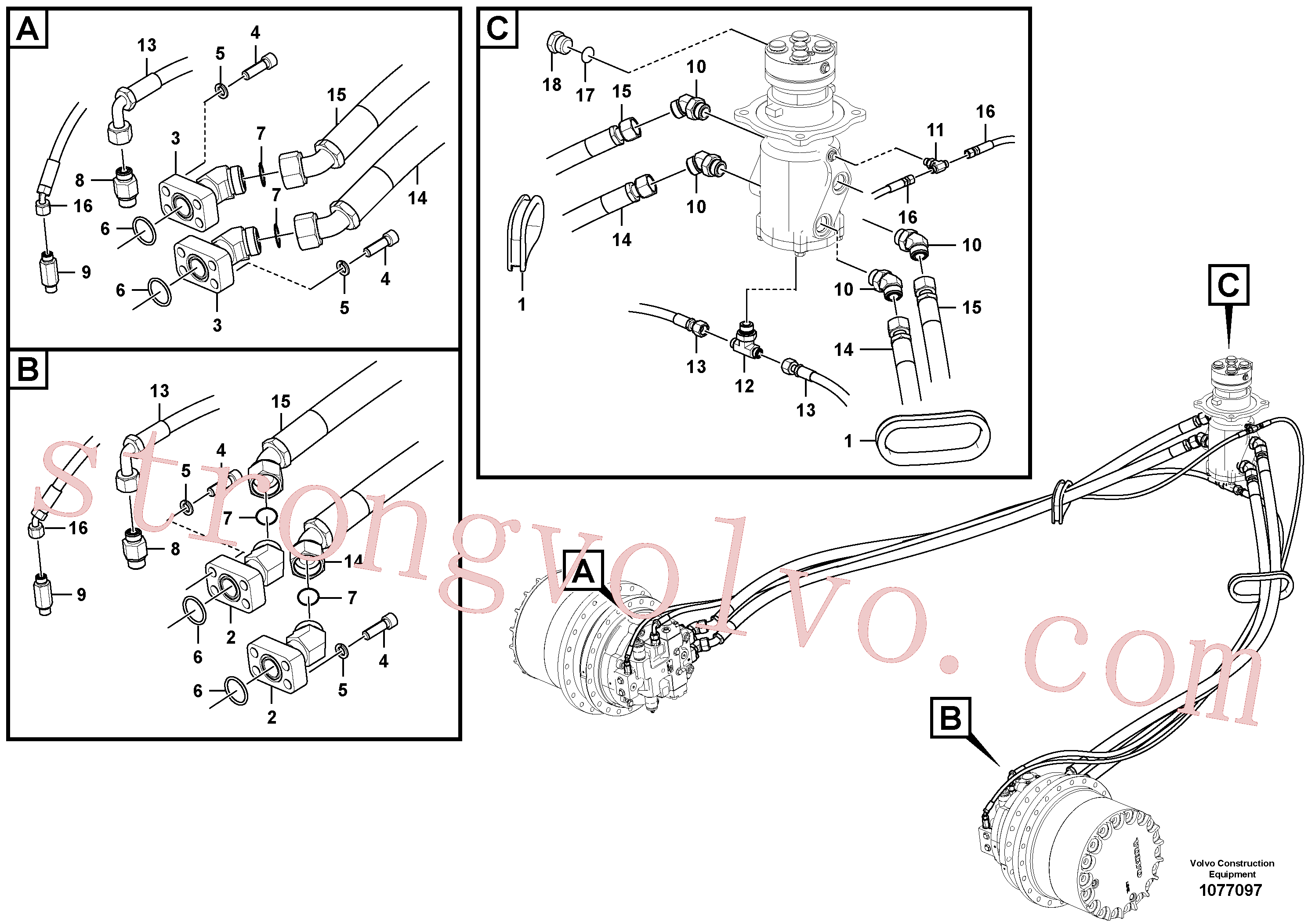 Volvo VOE14514015 Flange Volvo Acessórios para escavadeira