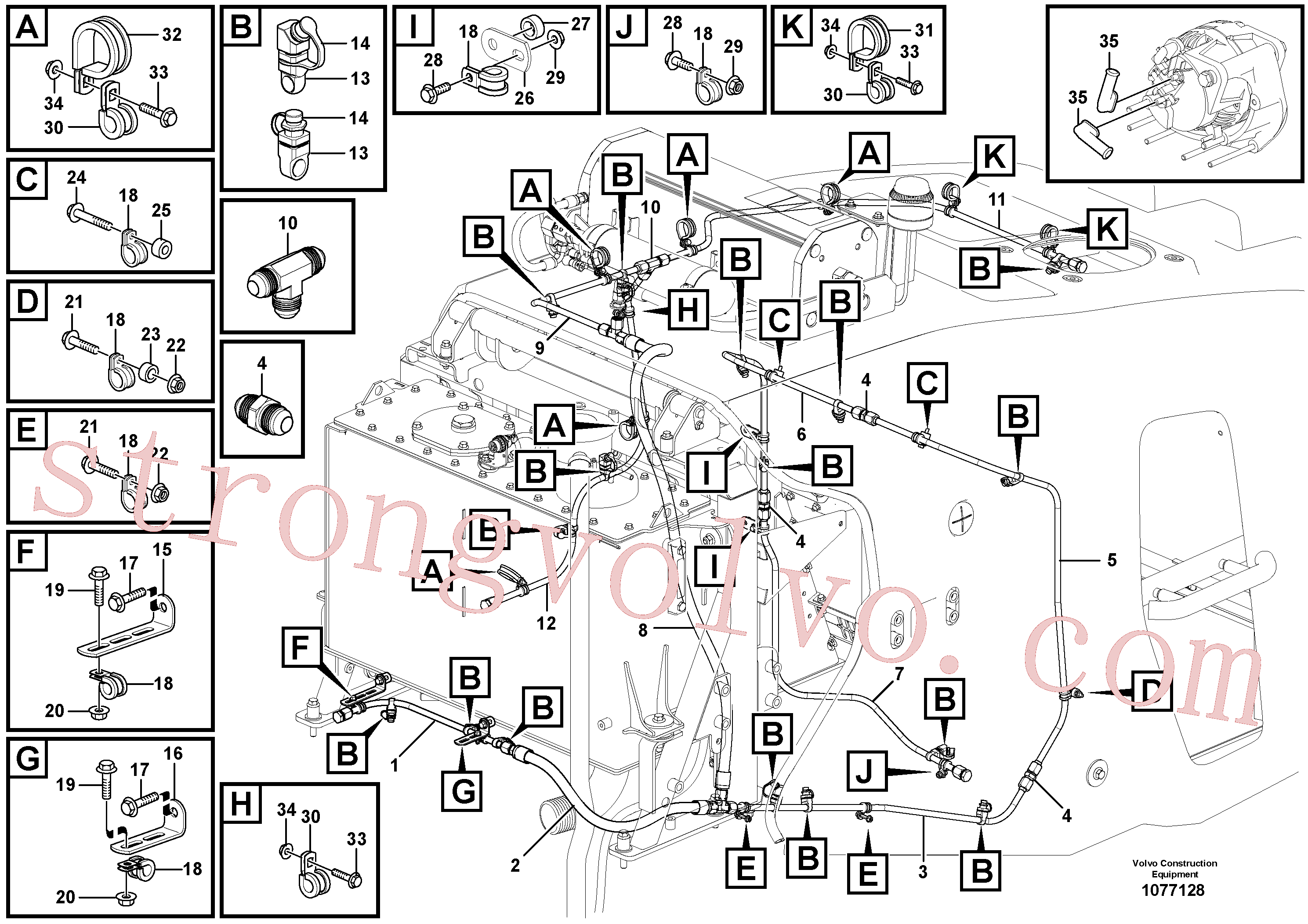 VOE11130278 Volvo Sistema de extinção(1077128 Montagem)