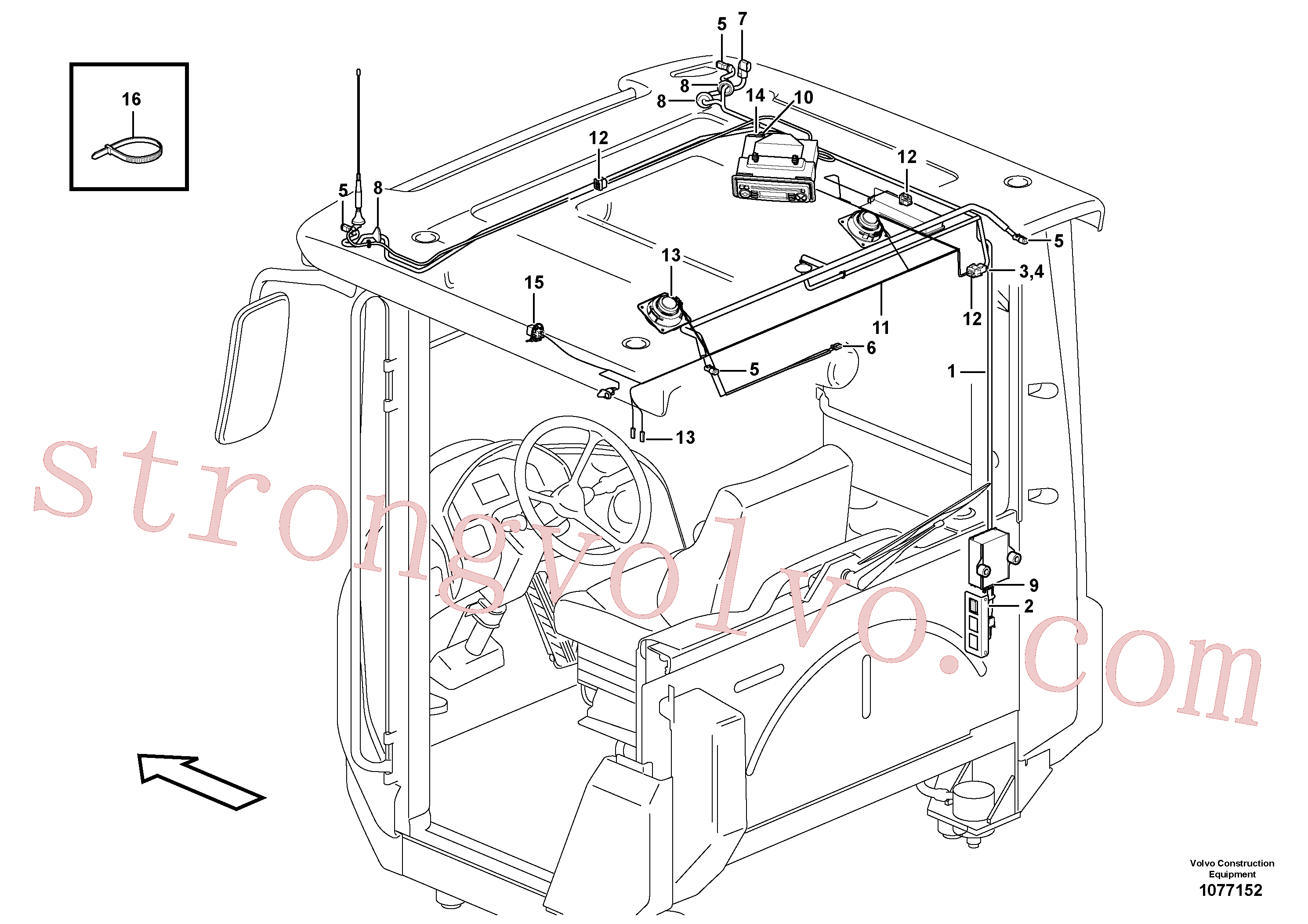 VOE13949597 Volvo Cablagem, tejadilho com rádio(1077152 Montagem)