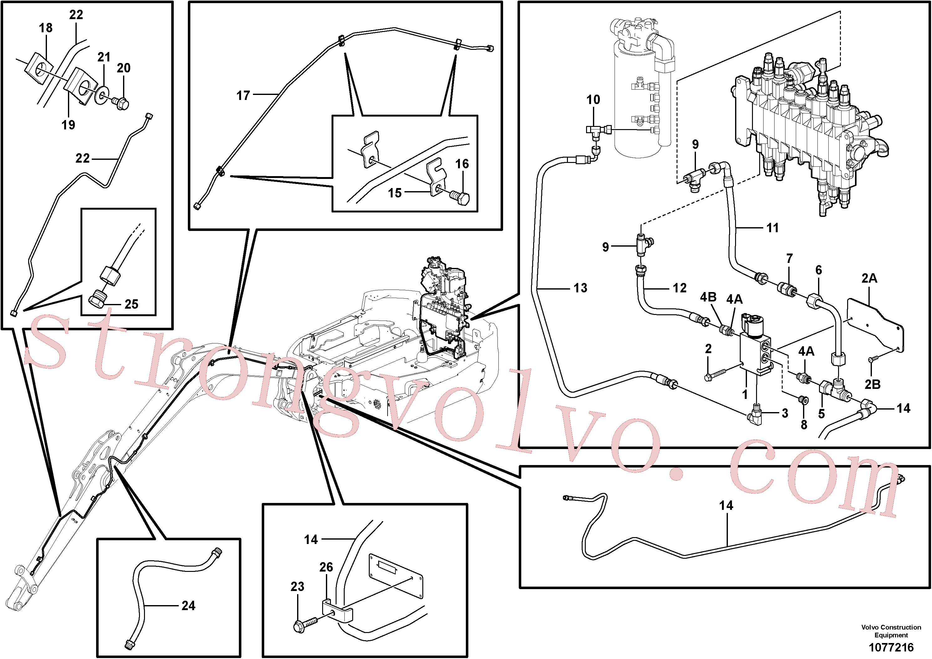 VOE16220166 Volvo Circuito hidráulico (engate rápido/dupla acção)(1077216 Montagem)